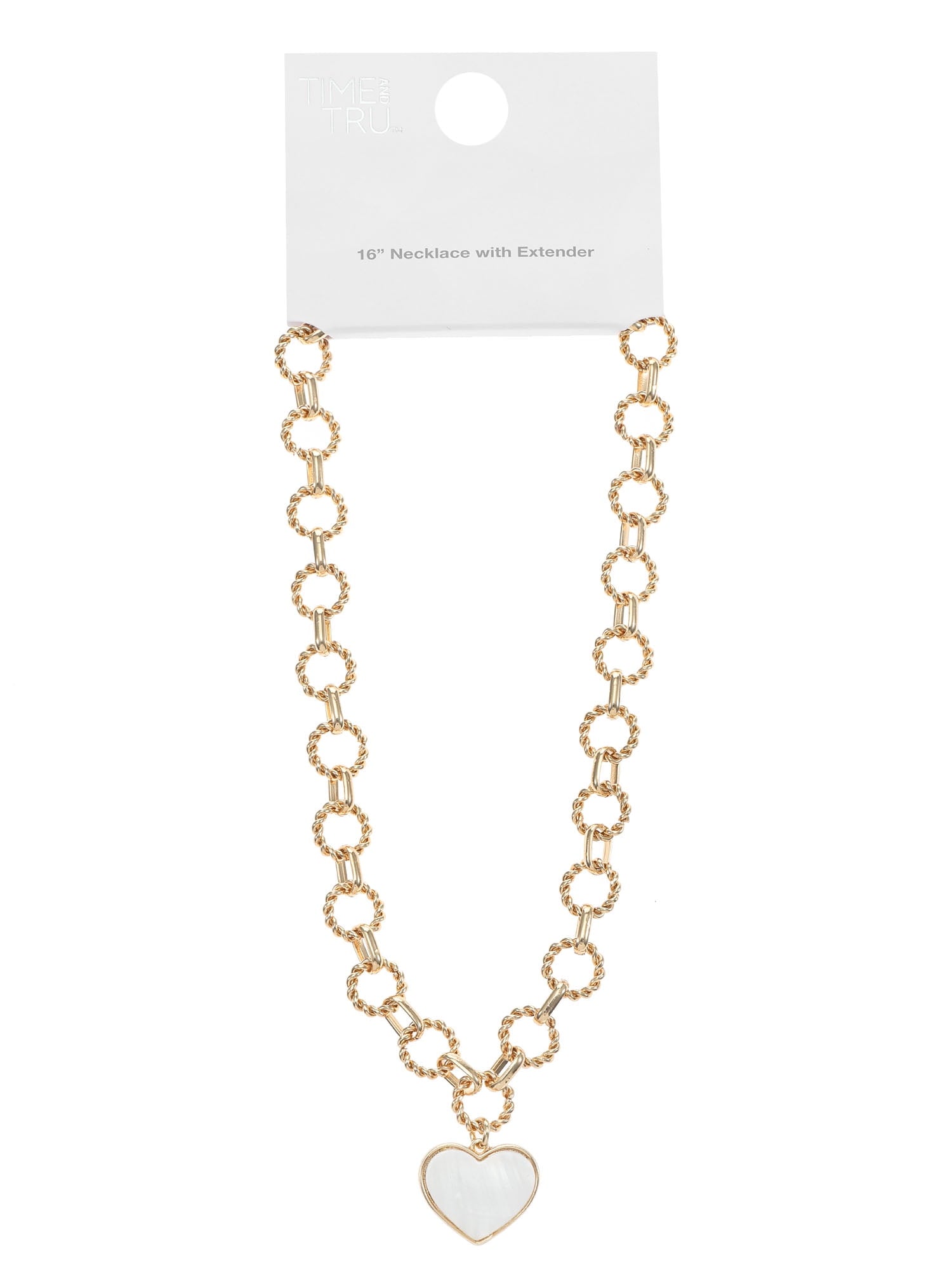 Women's Gold Tone Mother of Pearl Heart Statement Necklace - Image 4