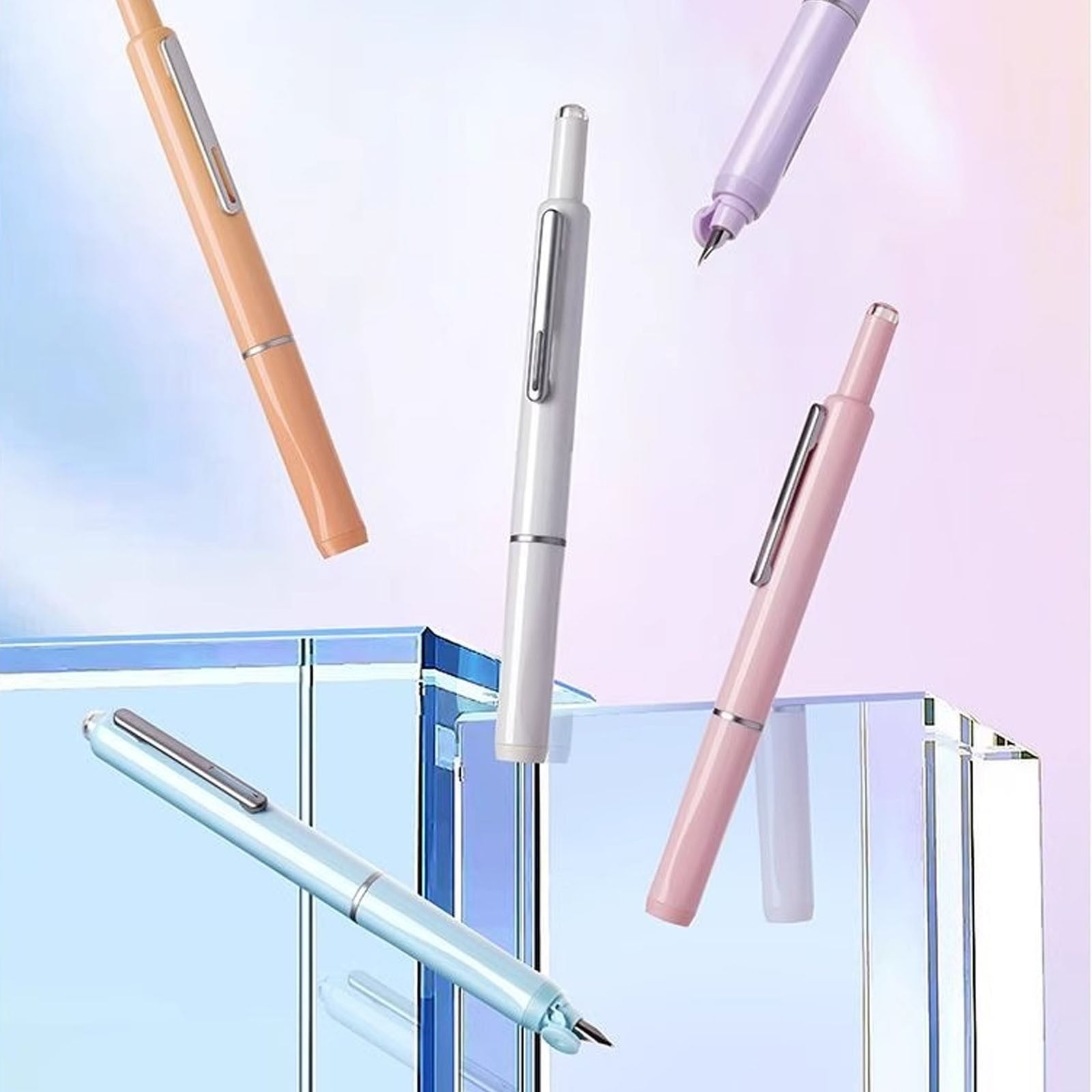 Retractable Fountain Pen, Fountain Pen Retractable, Clictek Fountain Pen, 0.38mm Black Ink Transparent Barrel Include... - Image 4