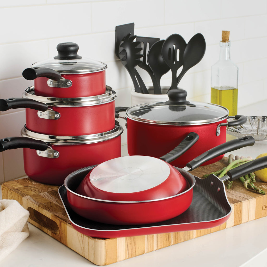 Tramontina Primaware 18 Piece Non-stick Cookware Set, Red - Image 4