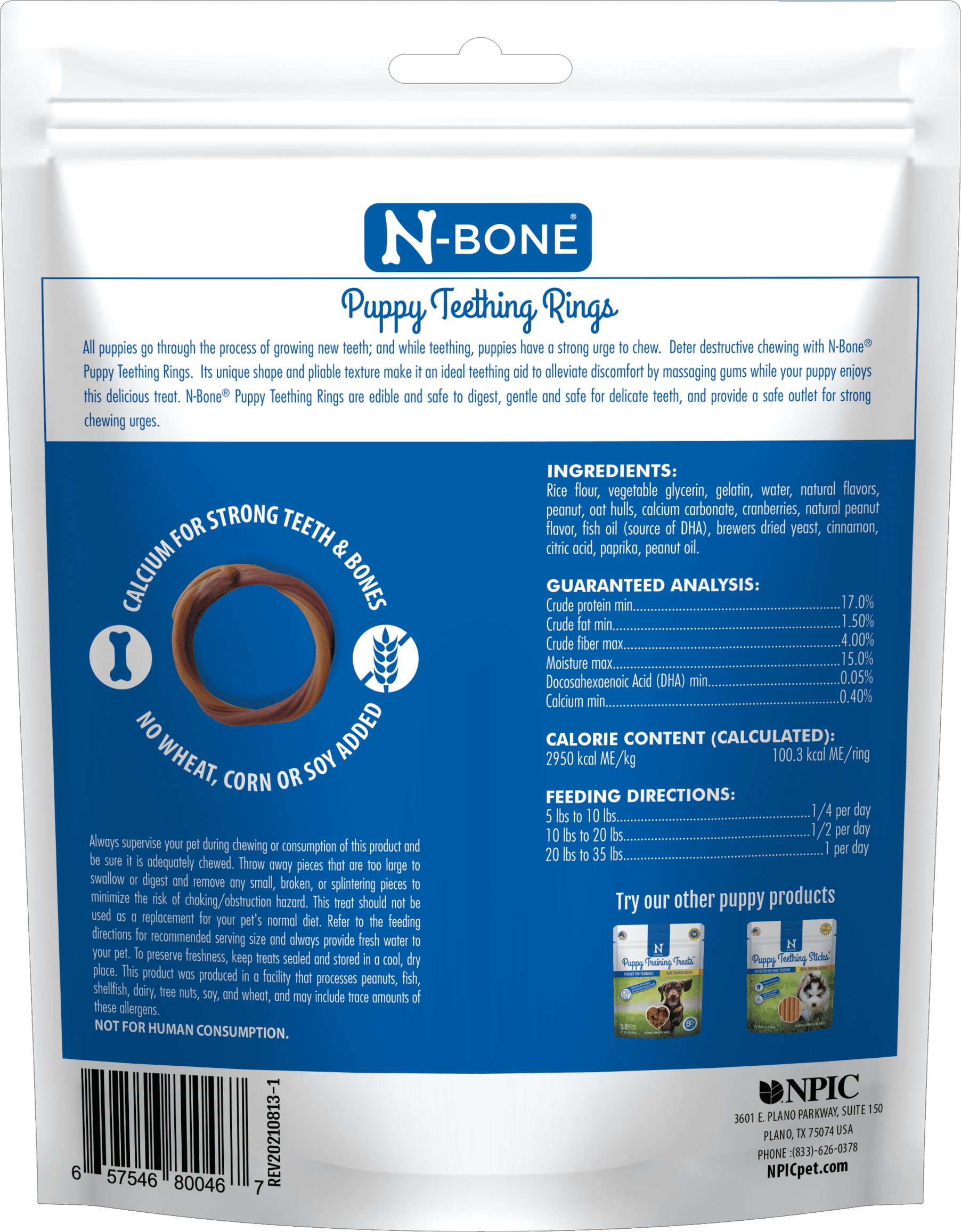Puppy Teething Rings Peanut Butter Flavor, 10 Treats, 12 oz, Dried Chew Treats for Dogs - Image 2