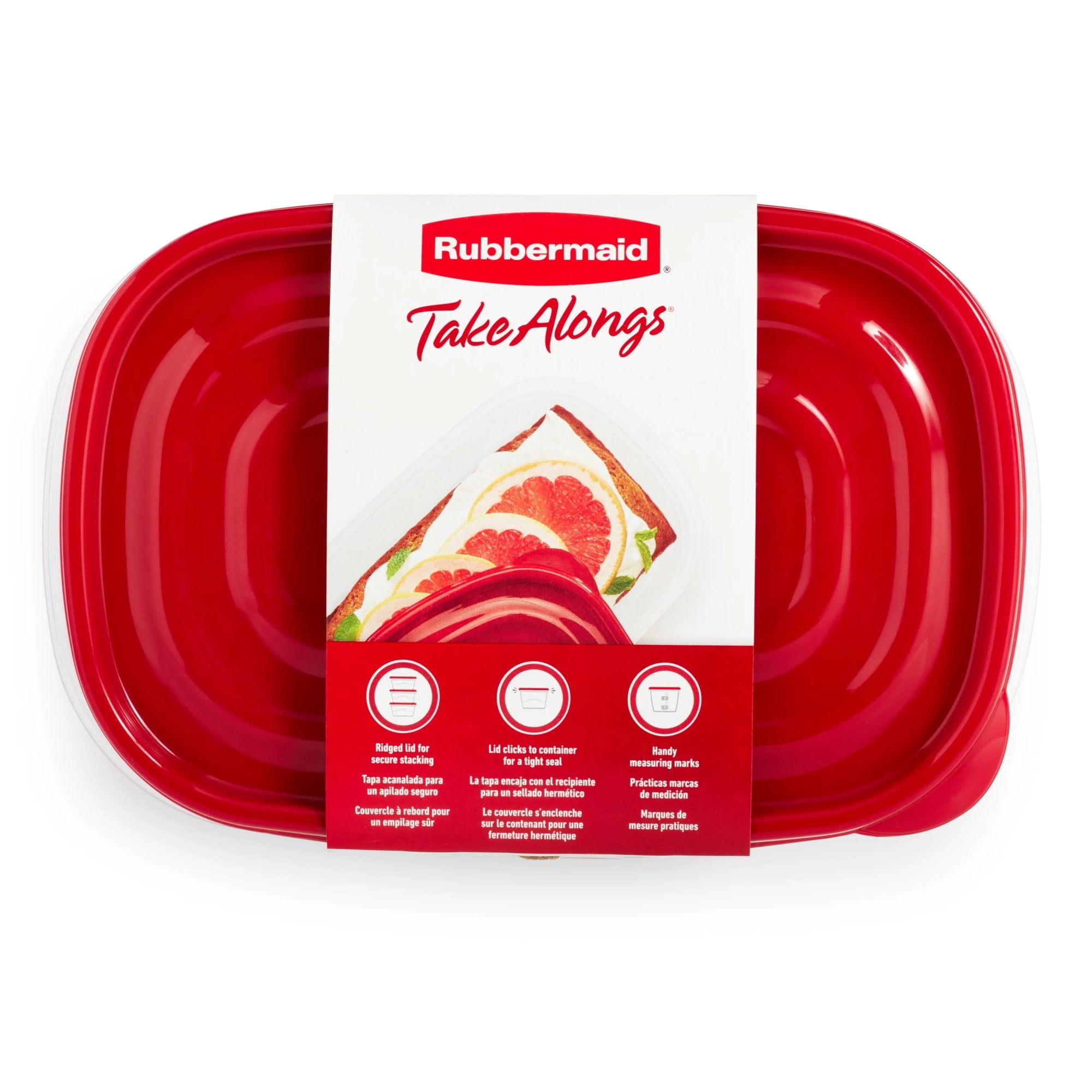 TakeAlongs, 8 Cups, 2 Packs, Red, Plastic Deep Rectangle Food Storage Containers - Image 2