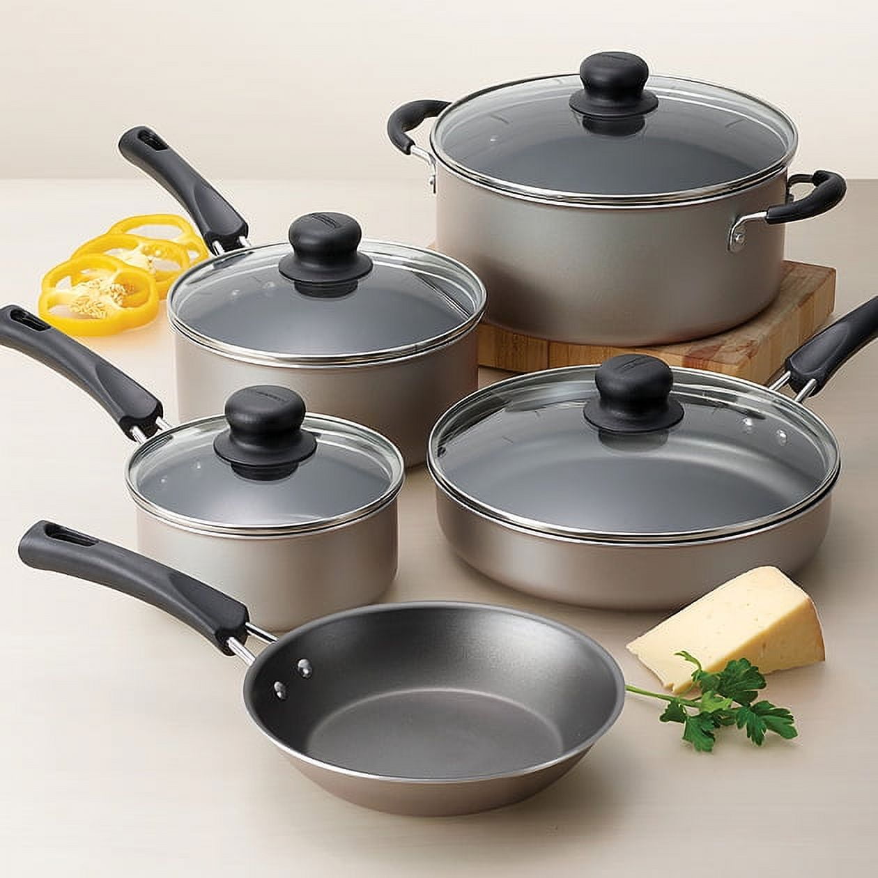 Tramontina 9-Piece Non-Stick Cookware Set, Champagne - Image 4