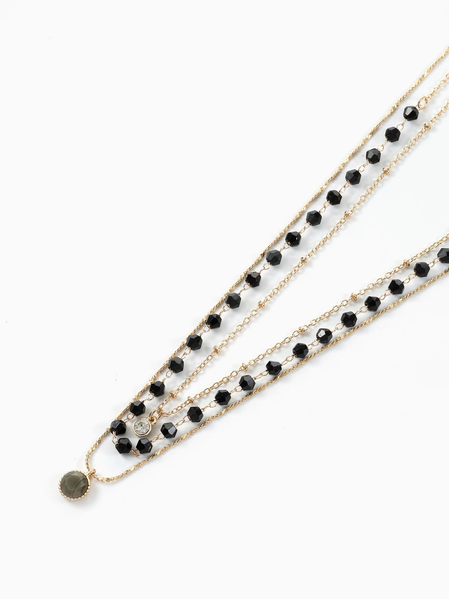 Women's Goldtone Layered Necklace Set, 3 Pieces, Black - Image 3