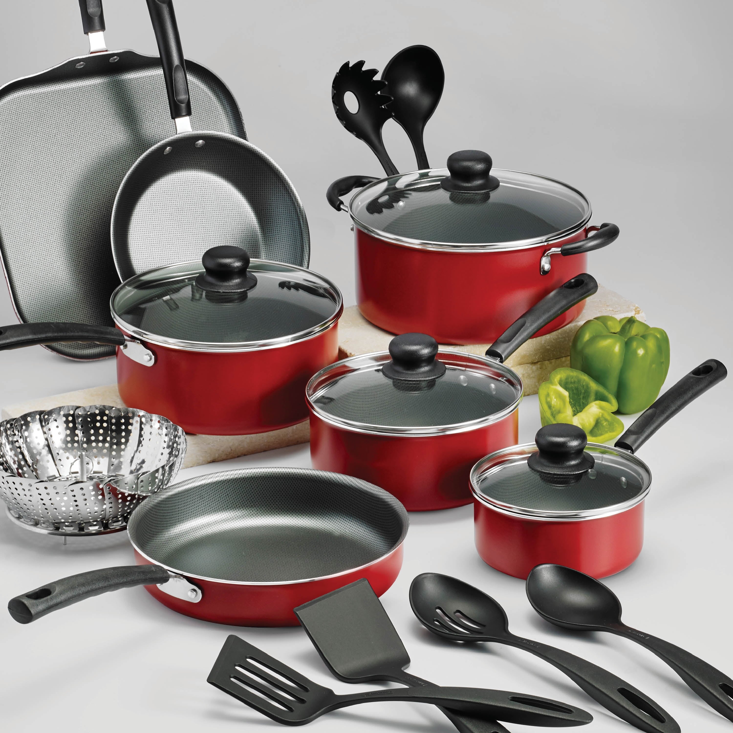 Tramontina Primaware 18 Piece Non-stick Cookware Set, Red - Image 5