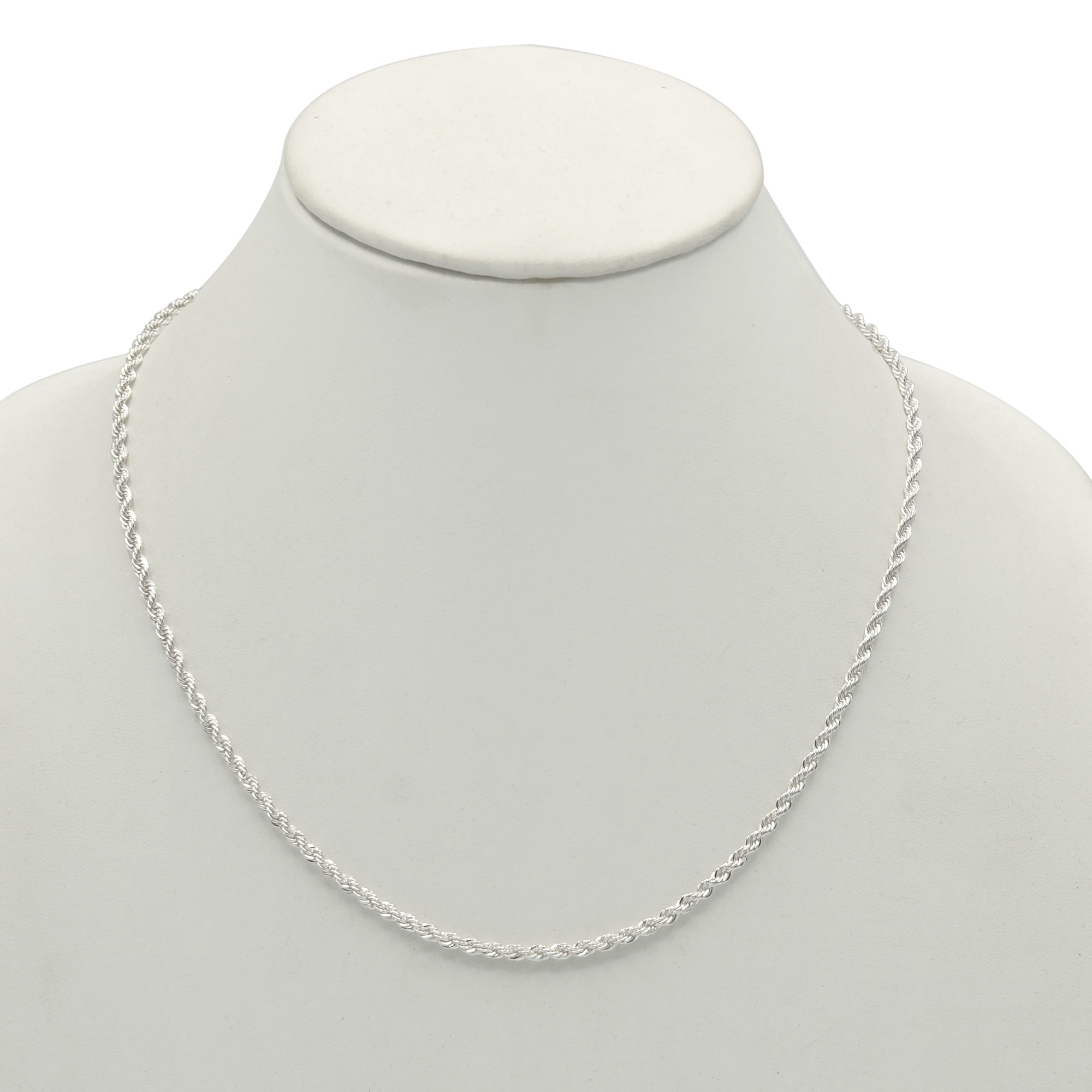 Women's Silver Tone Rope Chain Necklace 18" with Extender - Image 2