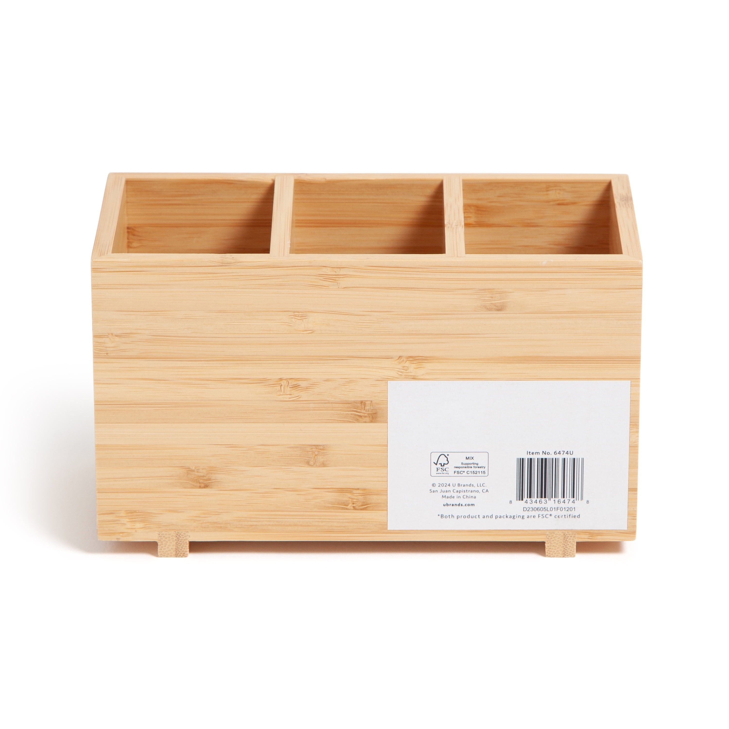 Zen Desktop Organizer, 7" x 3.5" x 4.2", Bamboo, Made of Natural Materials - Image 2