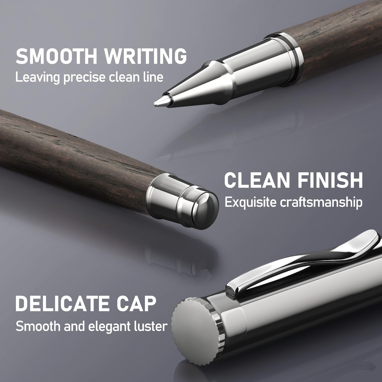Wood Rollerball Pen Set with 2 Ink Refills, 3-Count - Image 4