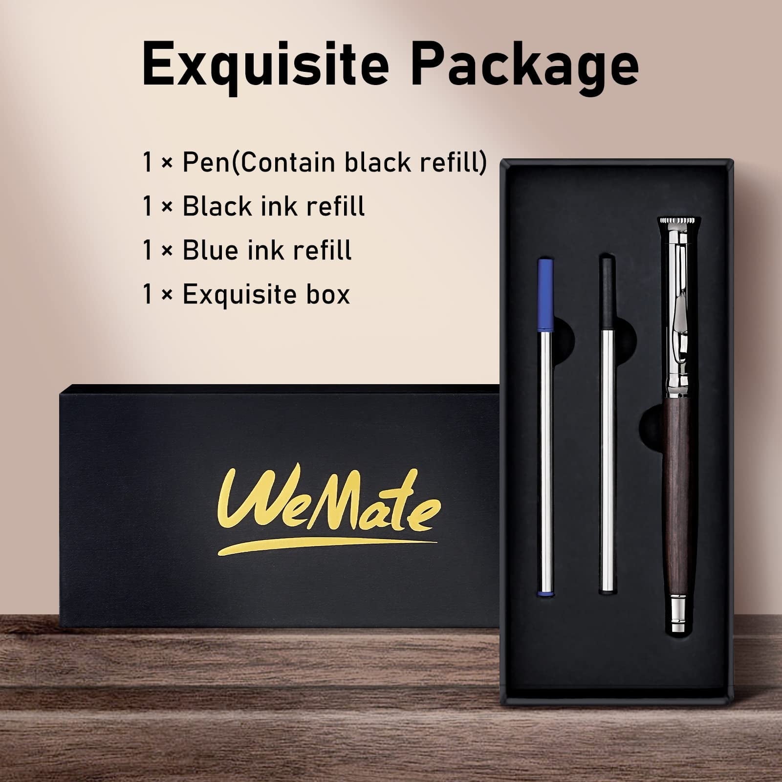 Wood Rollerball Pen Set with 2 Ink Refills, 3-Count - Image 3
