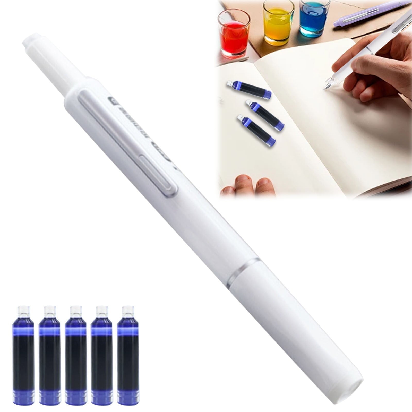 Retractable Fountain Pen, Fountain Pen Retractable, Clictek Fountain Pen, 0.38mm Black Ink Transparent Barrel Include... - Image 2