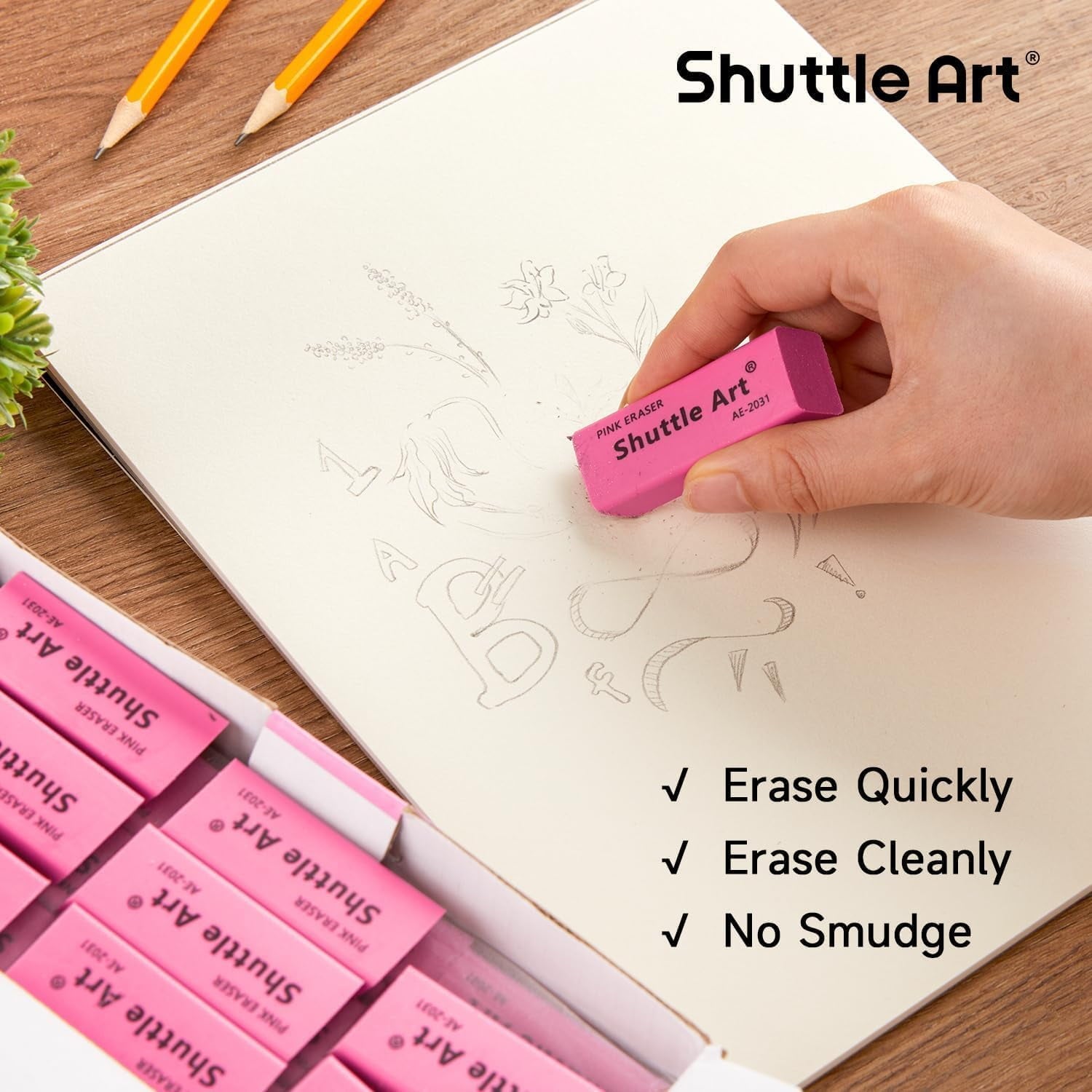 Pink Erasers, 120 Pack Pink Erasers Bulk for Office, Latex-Free Soft Erasers as Office Supplies - Image 5