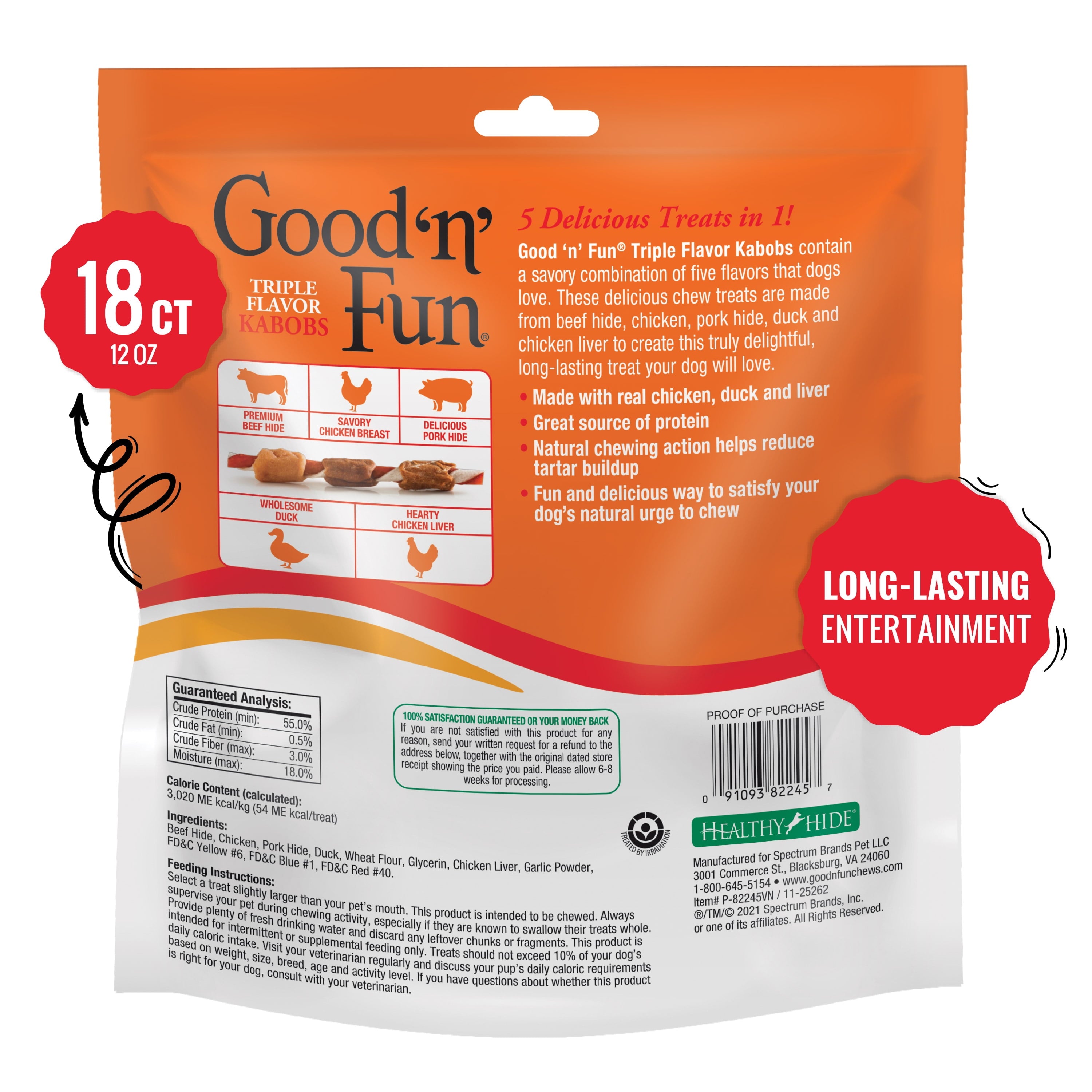 Triple Flavor Kabobs, Rawhide Chews for All Dogs, 12 oz - Image 2