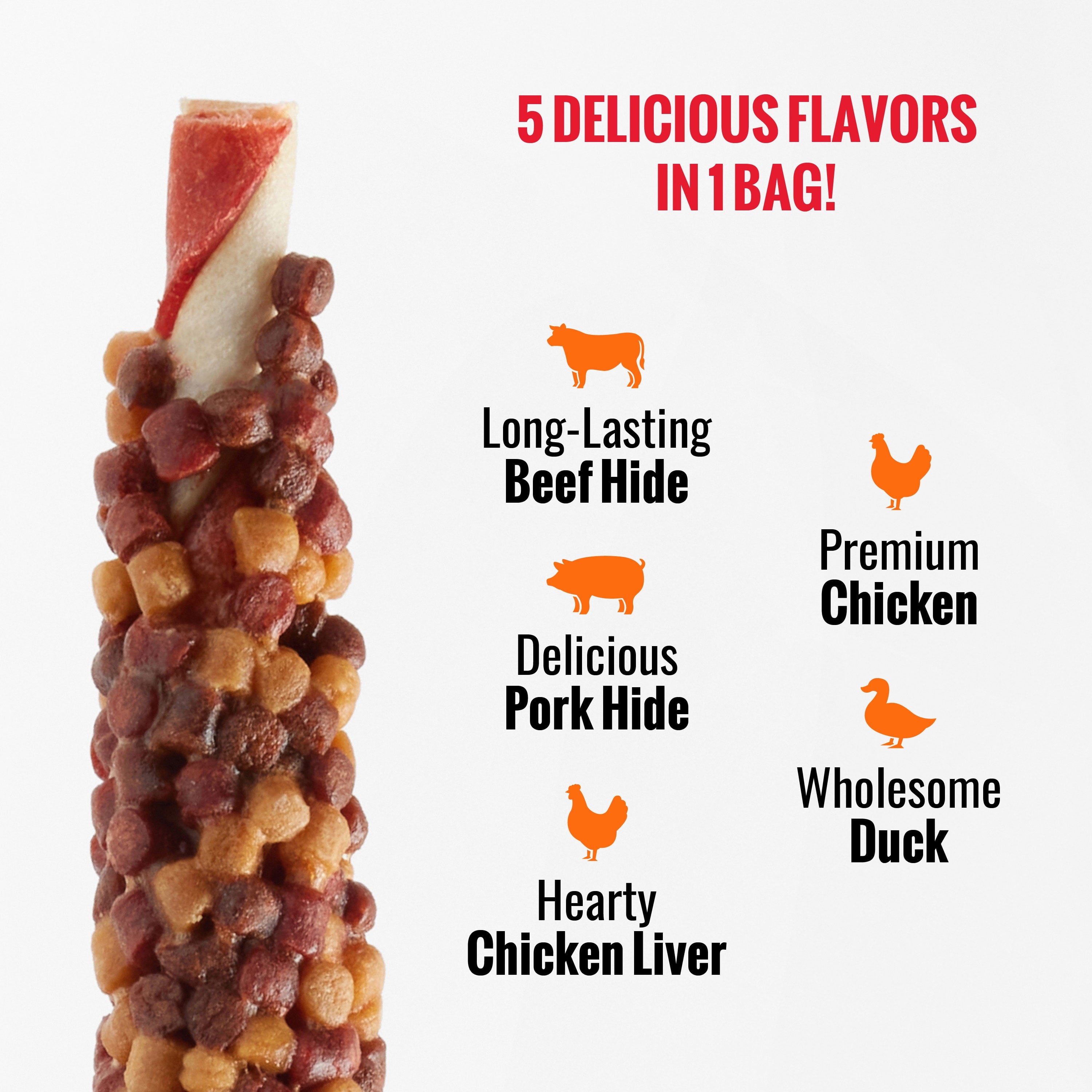 Triple Flavor Blasts, Rawhide Chews for All Dogs, 12 oz - Image 5