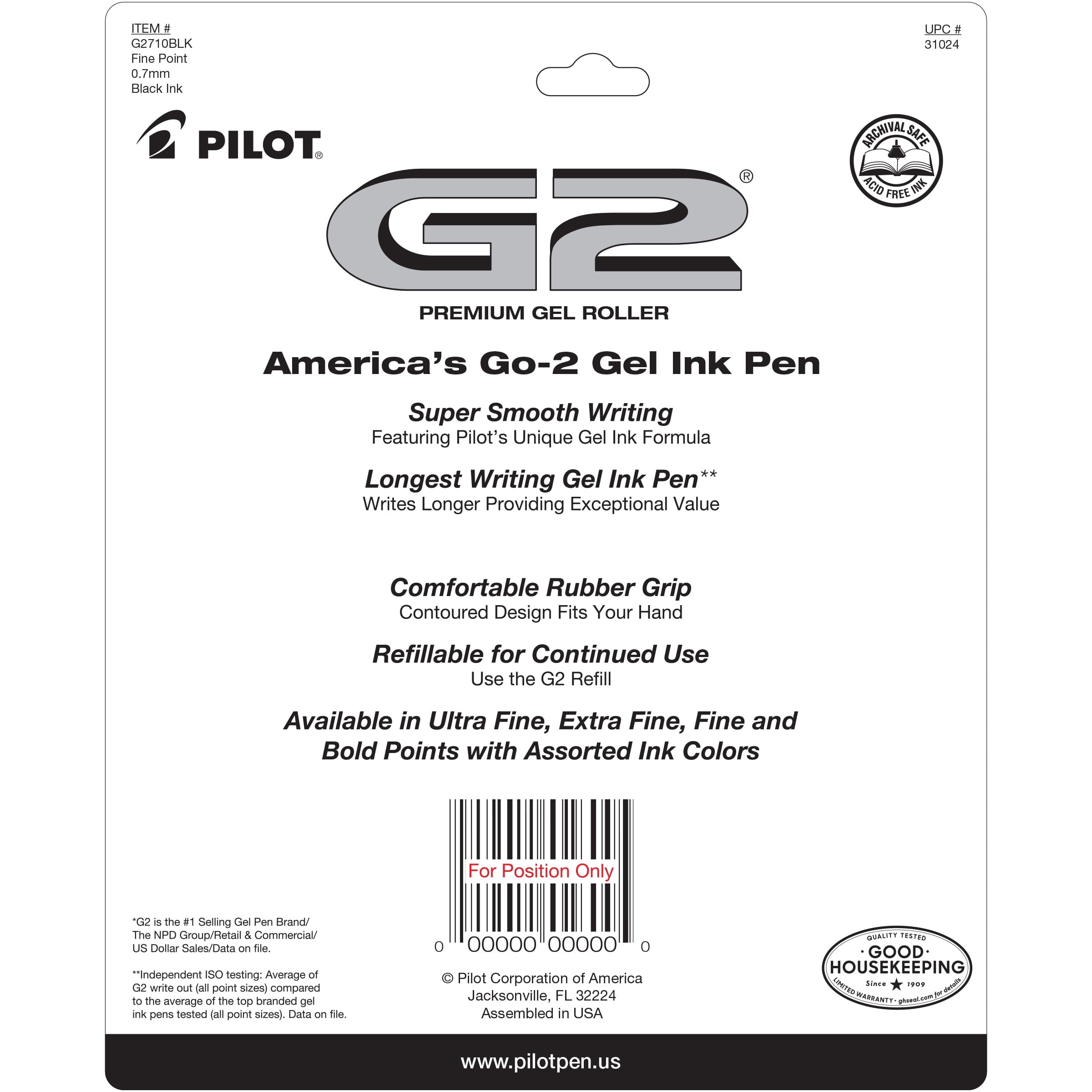 Pilot G2 Retractable Gel Ink Pens, Fine Point, 0.7 mm, Black Ink, 10 Pack - Image 5