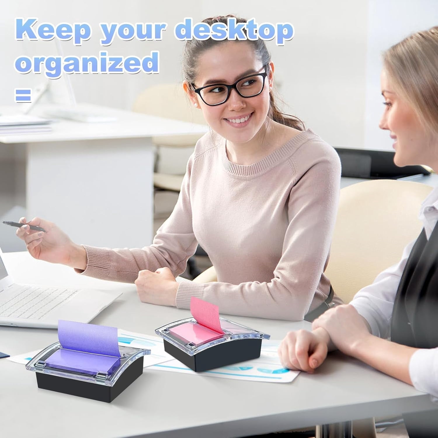 TACYKIBD  Post it Note Dispenser,3x3 InchesSticky Note Holder, Black Base,Pop up Post it Notes Dispenser for Office Home Classroom Desk Supp - Image 5