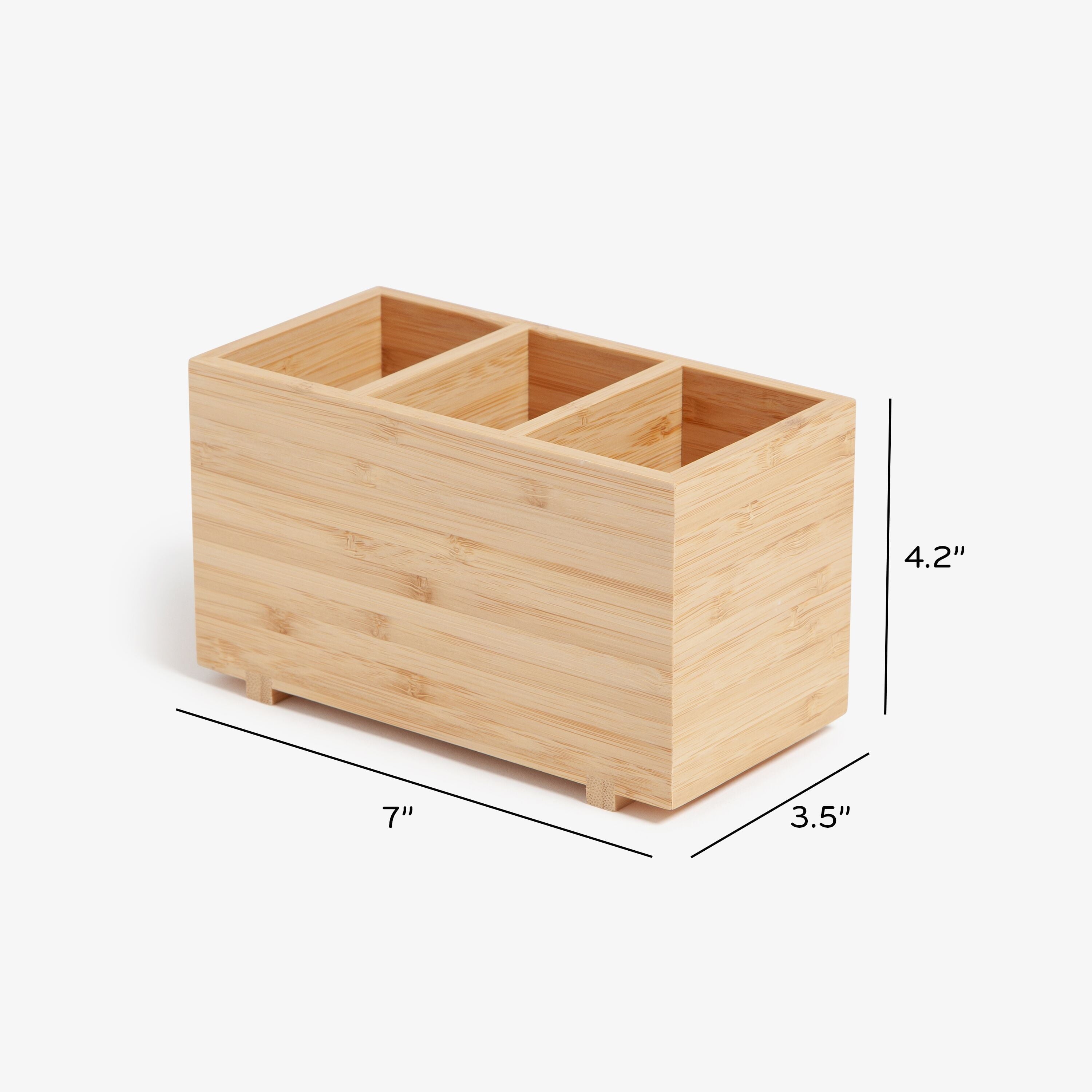 Zen Desktop Organizer, 7" x 3.5" x 4.2", Bamboo, Made of Natural Materials - Image 3