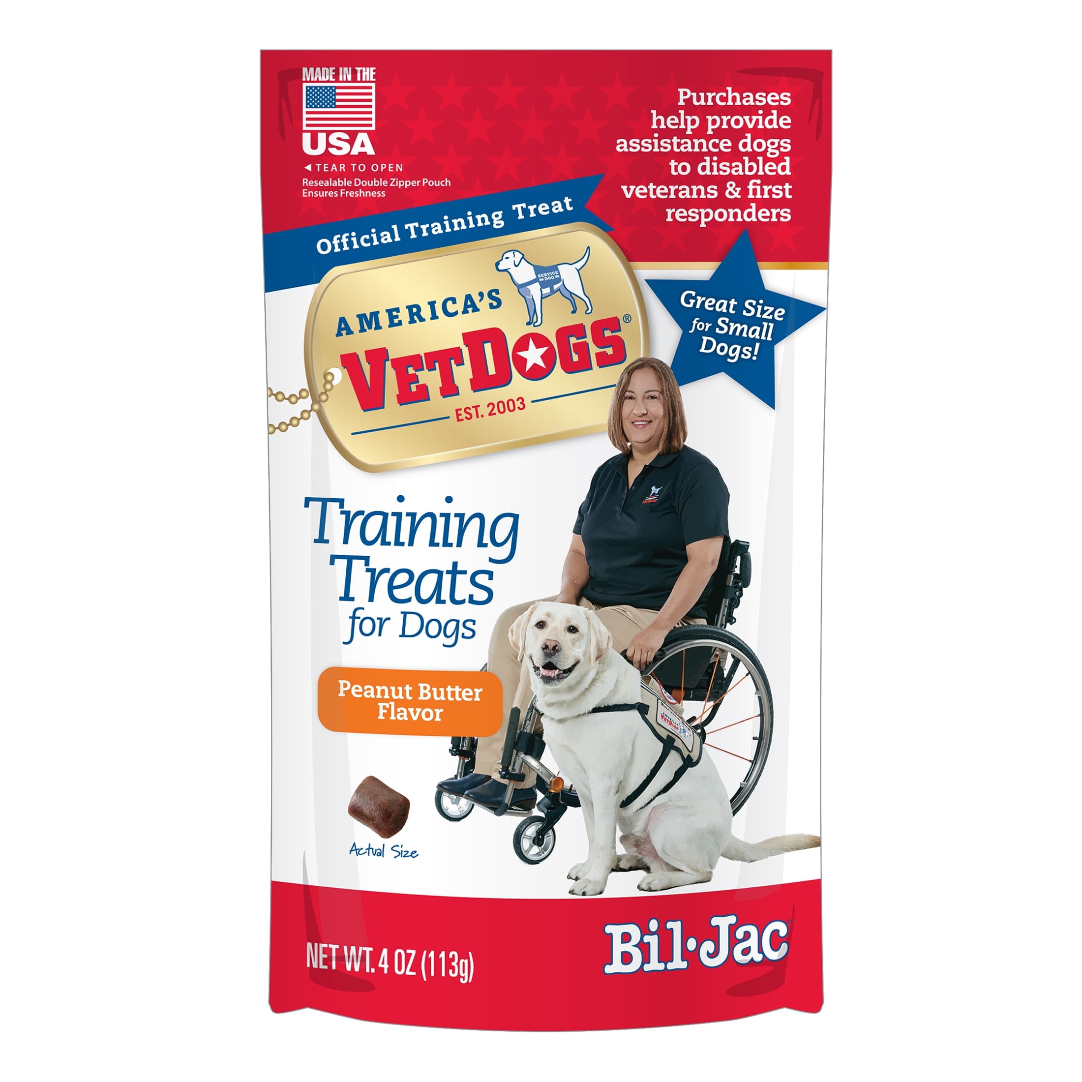 VetDogs Veteran's K-9 Corps Training Treat for Dogs, Peanut Butter Flavor, 4 oz.
