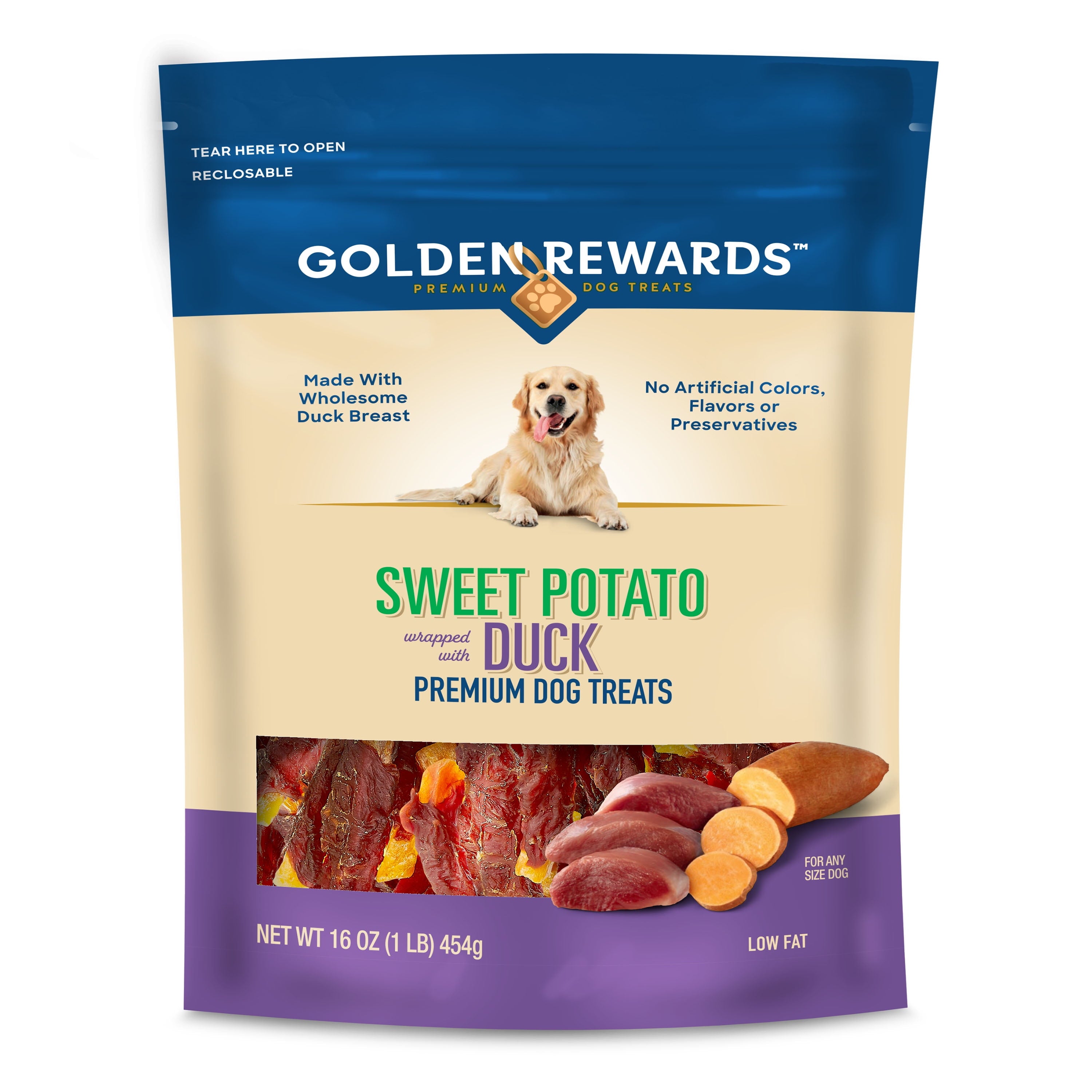 Sweet Potato Wrapped with Duck Premium Treats for Dogs, 16 oz Bag