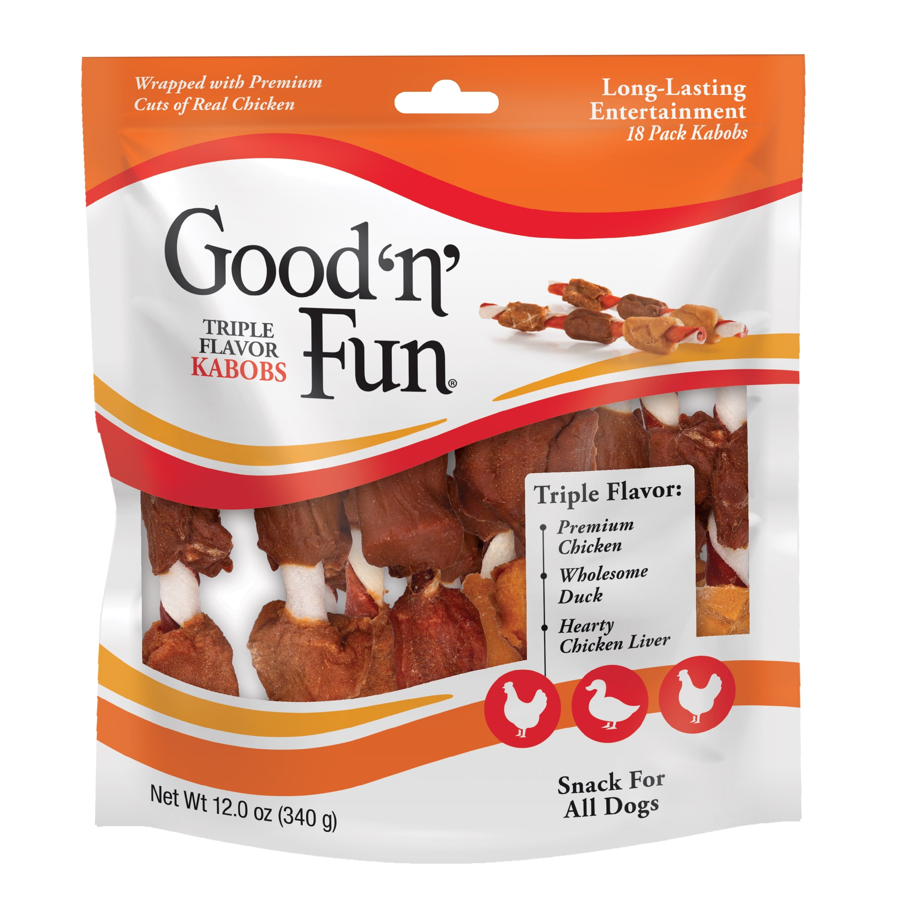 Triple Flavor Kabobs, Rawhide Chews for All Dogs, 12 oz