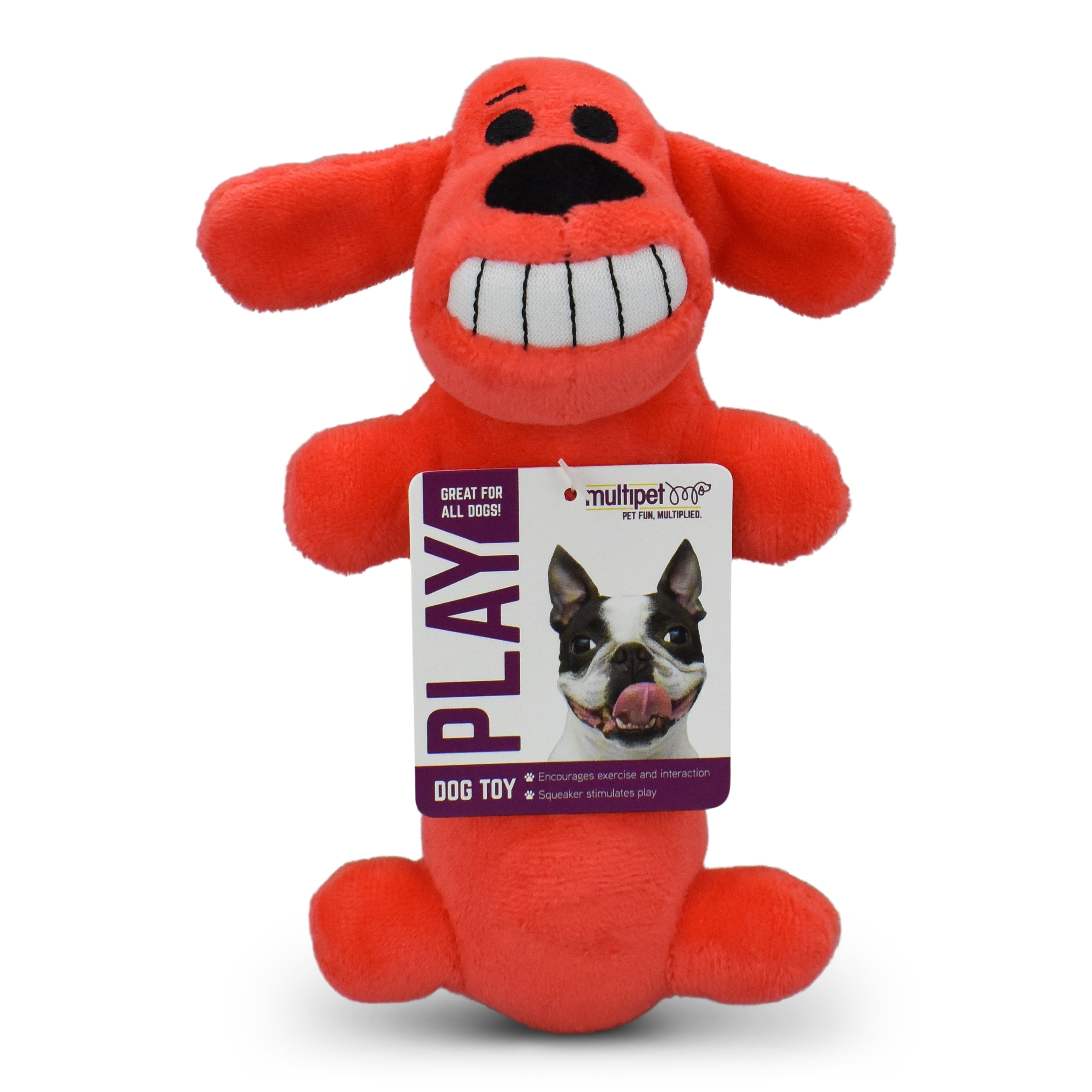 Smiling Loofa Plush Dog Toy with Squeaker, 6 inch