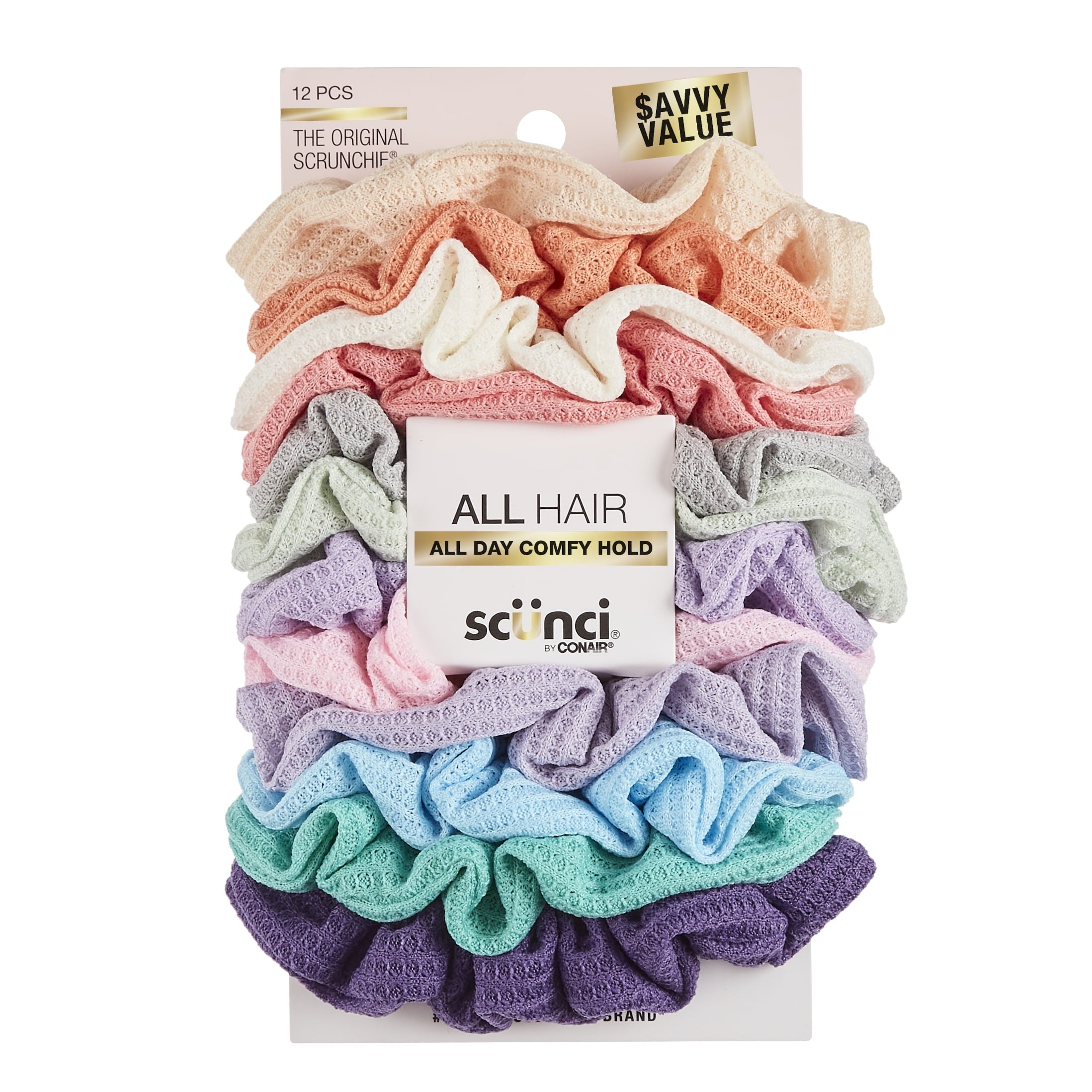 Value Pack Scrunchie Hair Ties, Multicolor, 12 Count