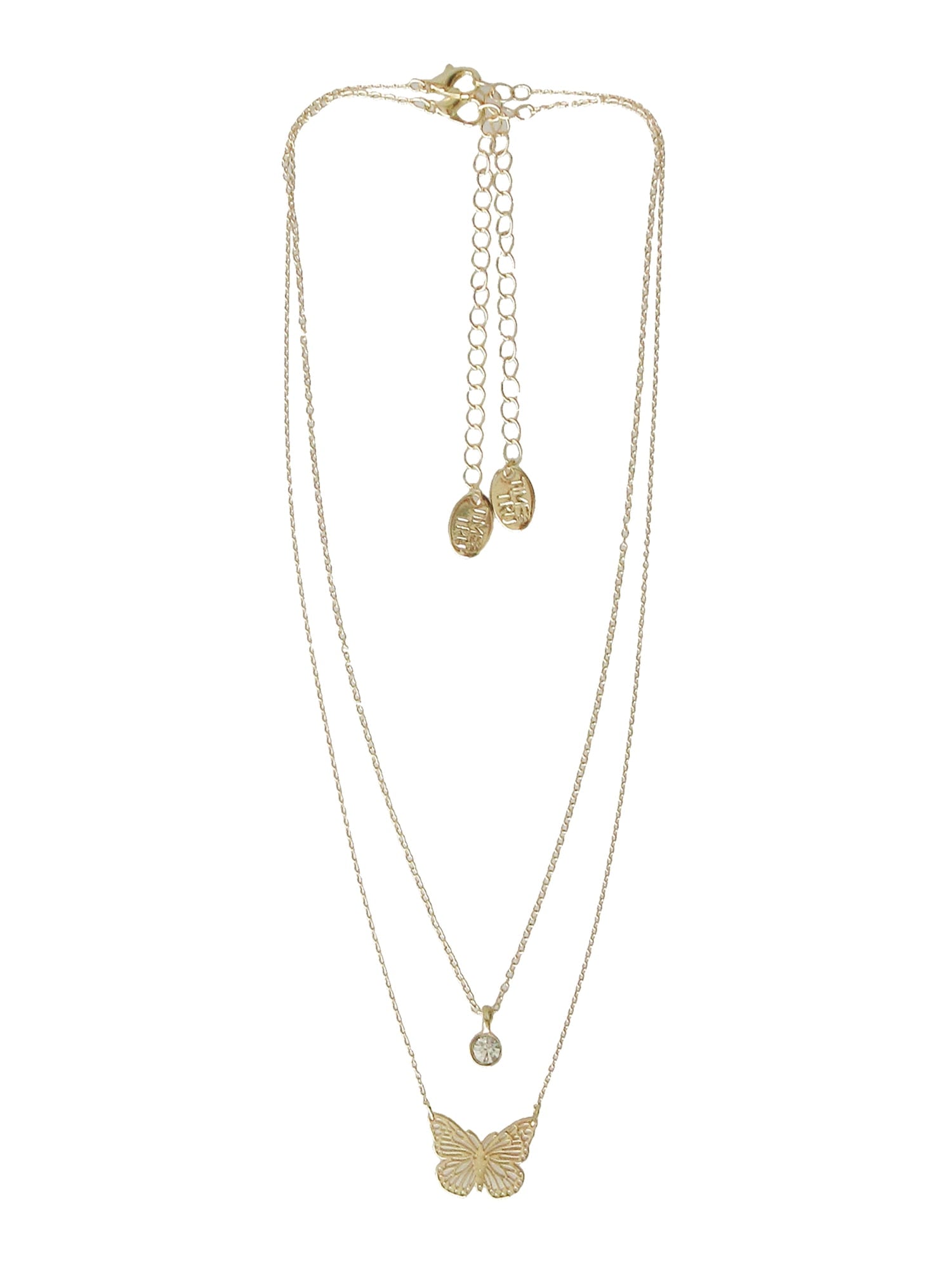 Women's Gold Tone Butterfly and Pendant Necklace Set, 2 Pieces