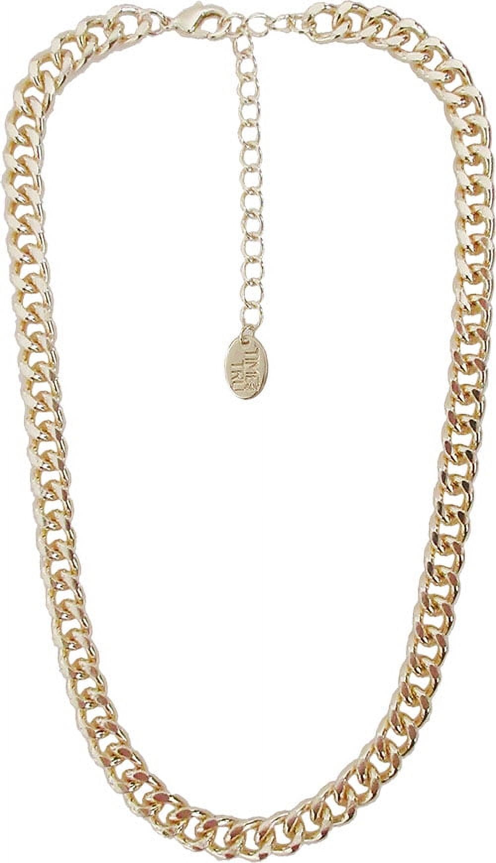 Women's Gold Tone Chunky Curb Chain Necklace 17" with Extender
