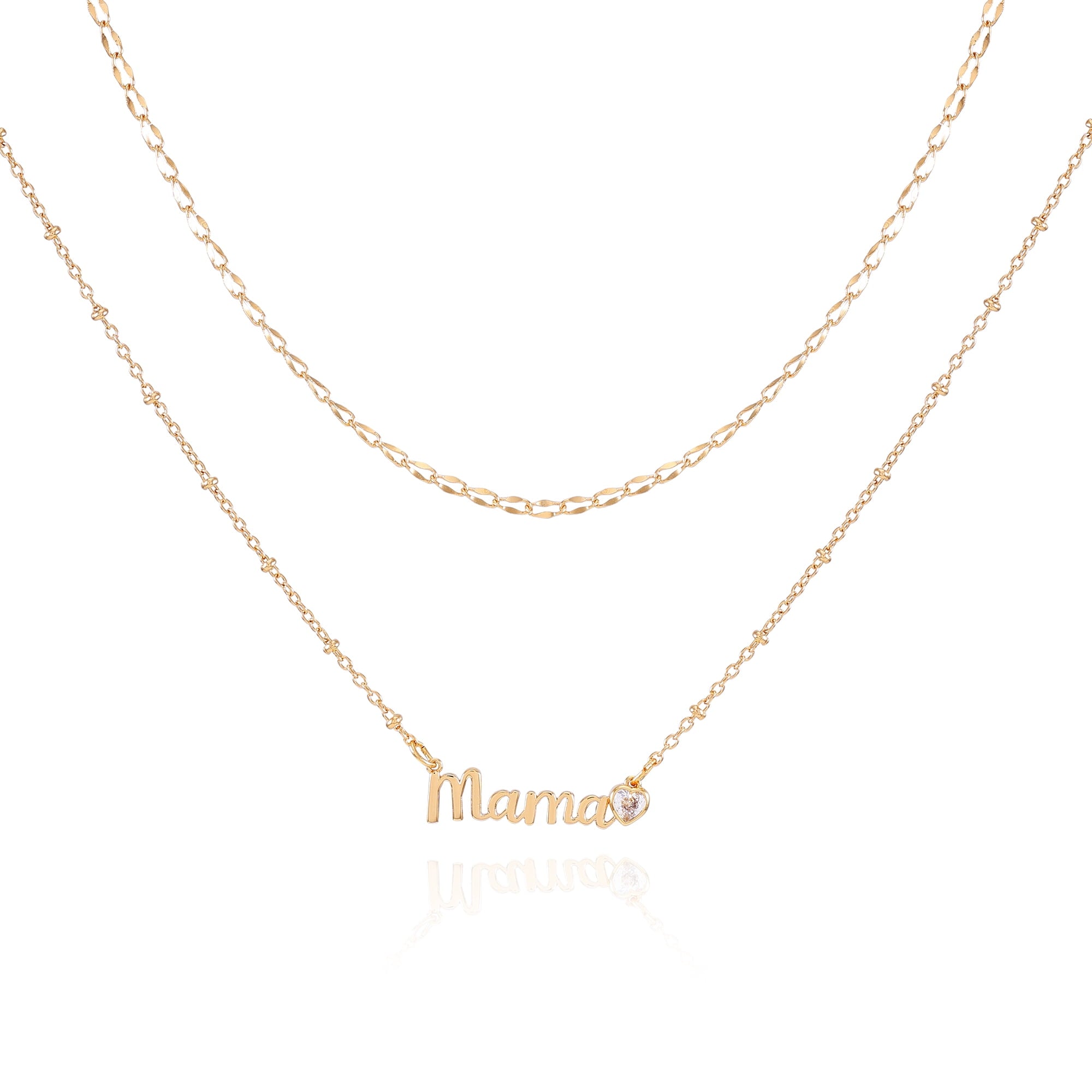 Women's Gold Tone Mama Layered Necklace Set, 2-Piece