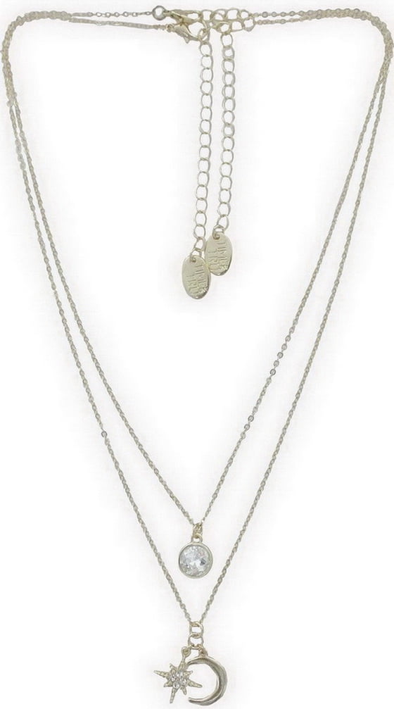 Women's Gold Tone Moon and Star Pendant Necklace Set, 2-Piece