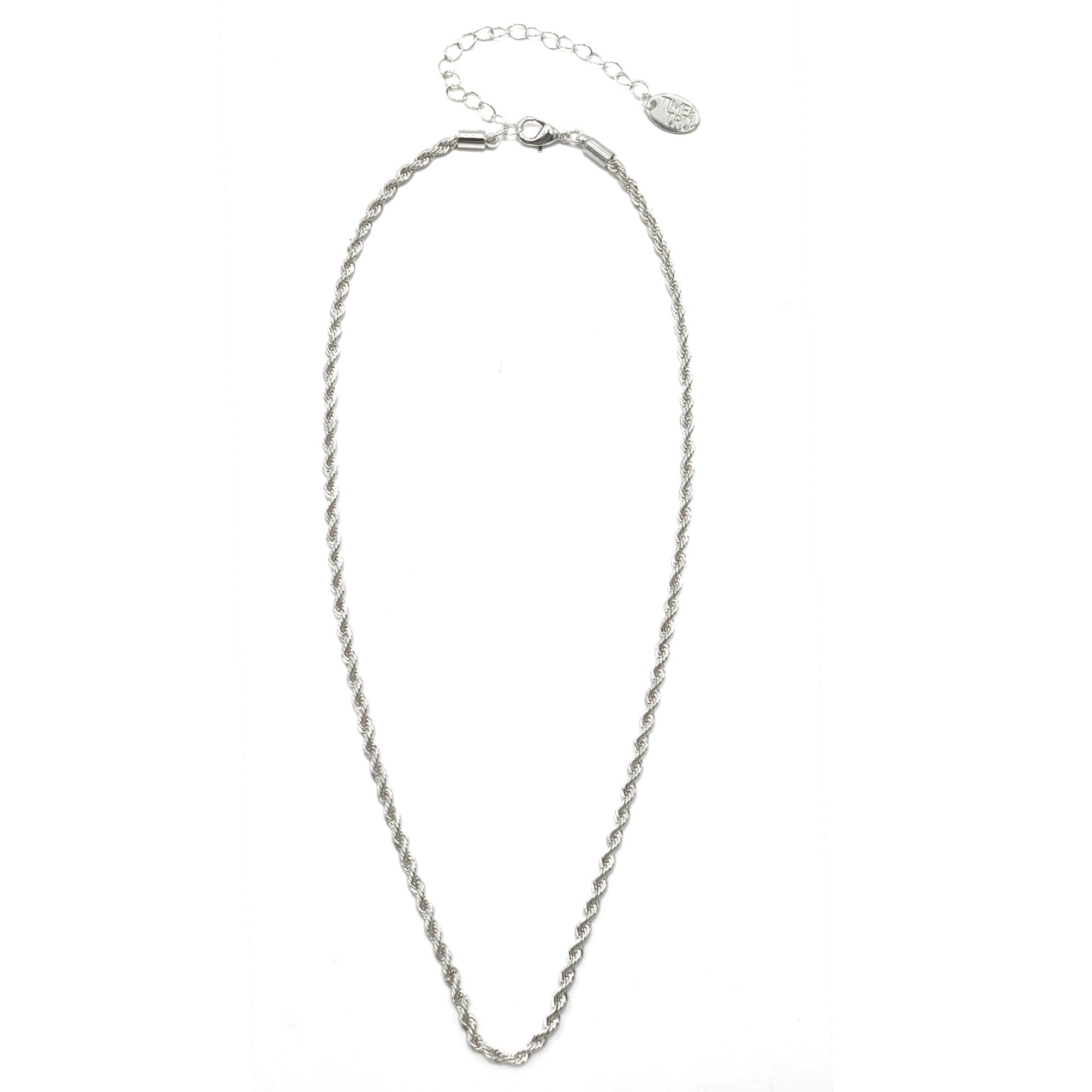 Women's Silver Tone Rope Chain Necklace 18" with Extender