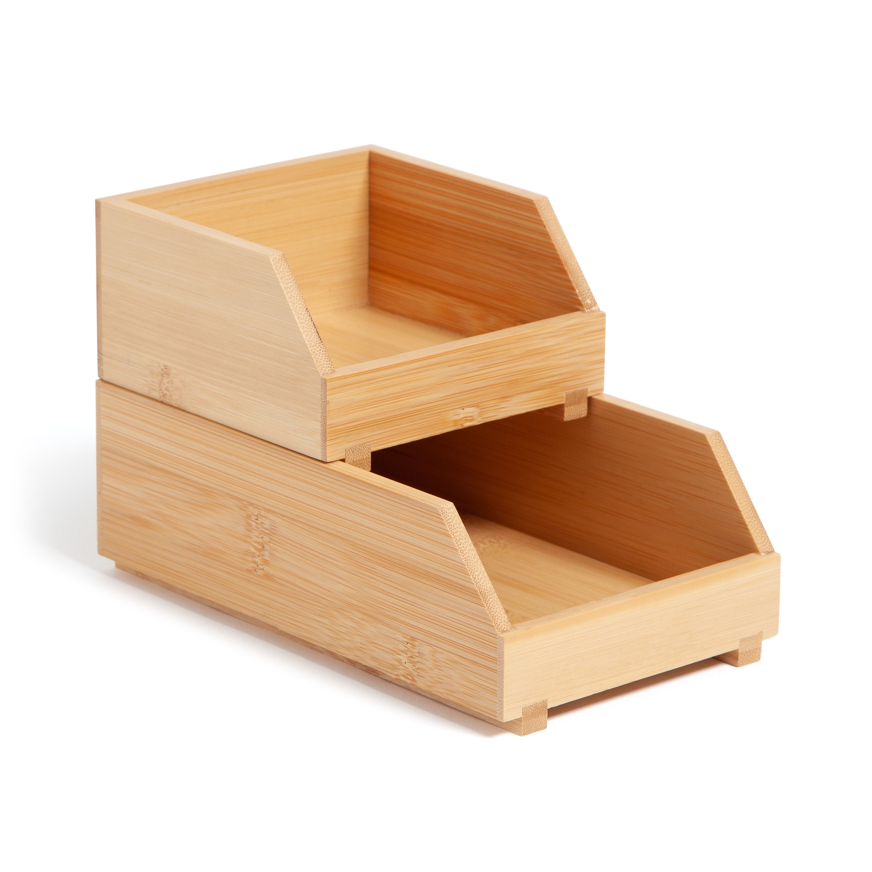Zen Stacking Bins, Set of 2, 4.5" x 7.7" x 5", Bamboo, Made of Natural Materials