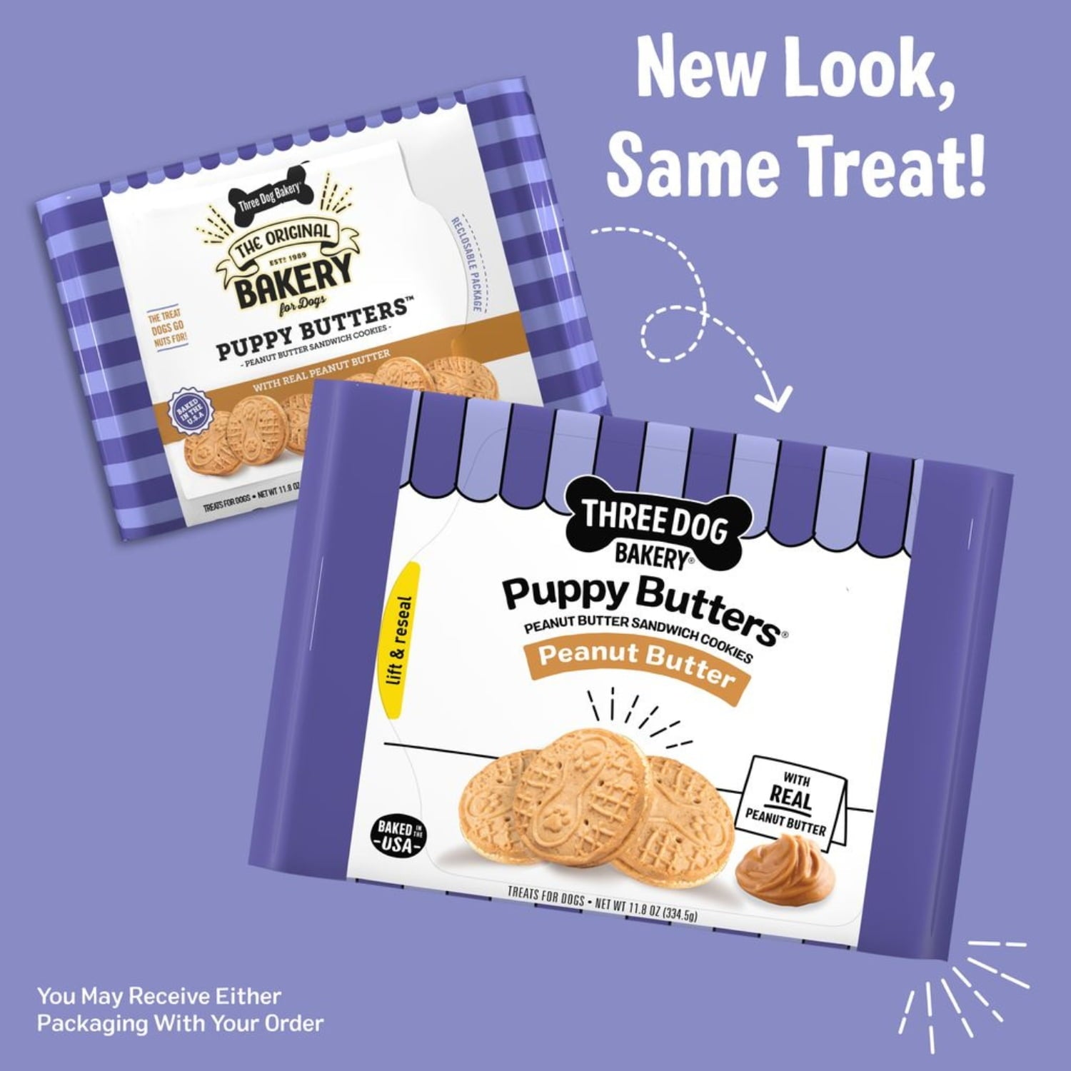Three Dog Bakery Puppy Butters, Crunchy Peanut Butter Dog Sandwich Cookies, 11.8 oz - Image 3