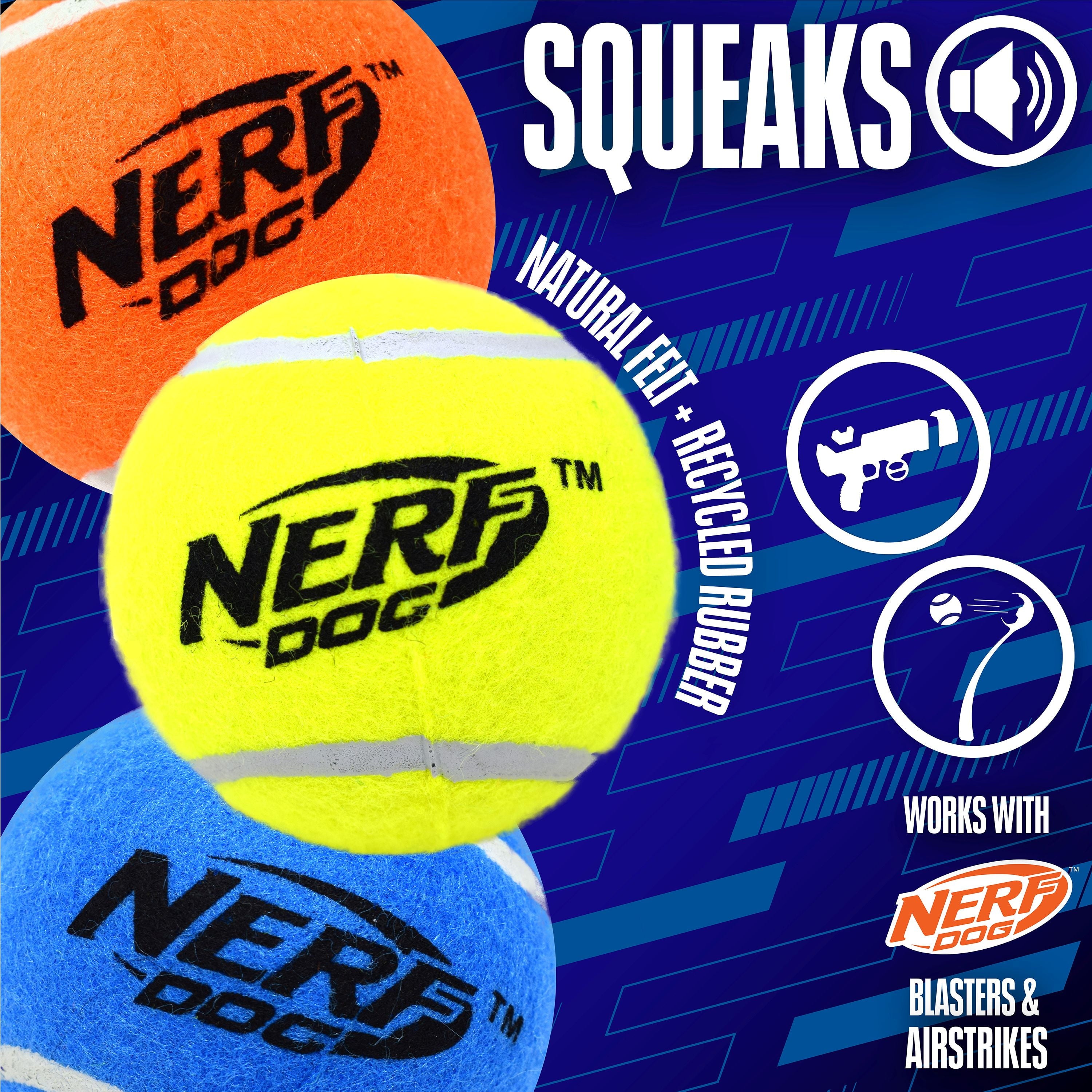 Squeak Tennis Ball Dog Toy, 2.5 inch, 3 Pack - Image 2