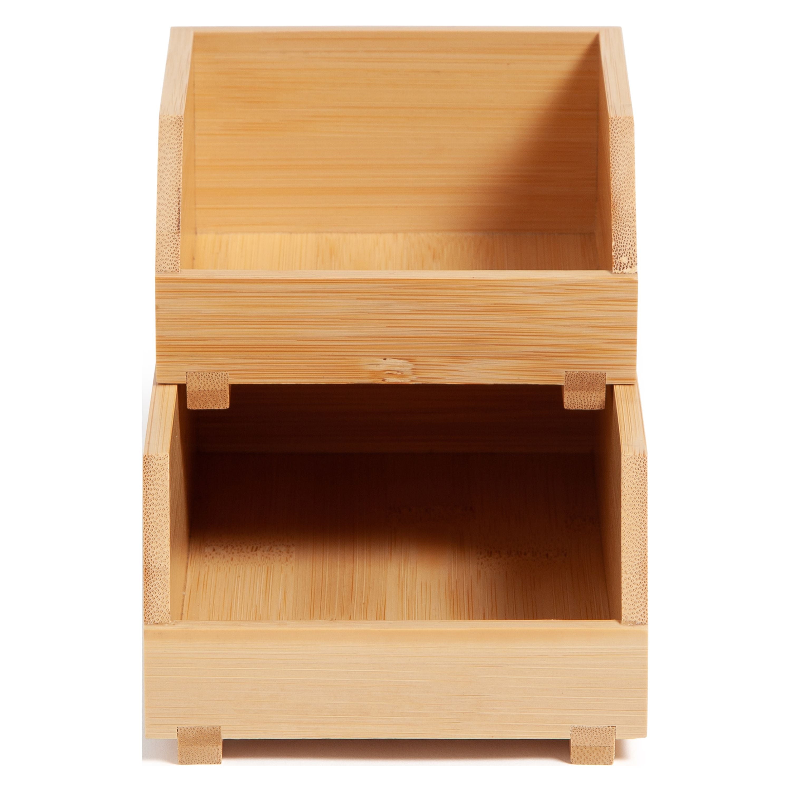 Zen Stacking Bins, Set of 2, 4.5" x 7.7" x 5", Bamboo, Made of Natural Materials - Image 2