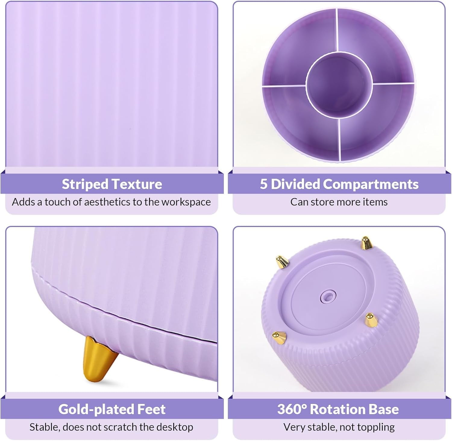 Pen Holder, 360 Degree Rotating Pencil Holder for Desk Organizer, Office Supplies, HomePurple - Image 3