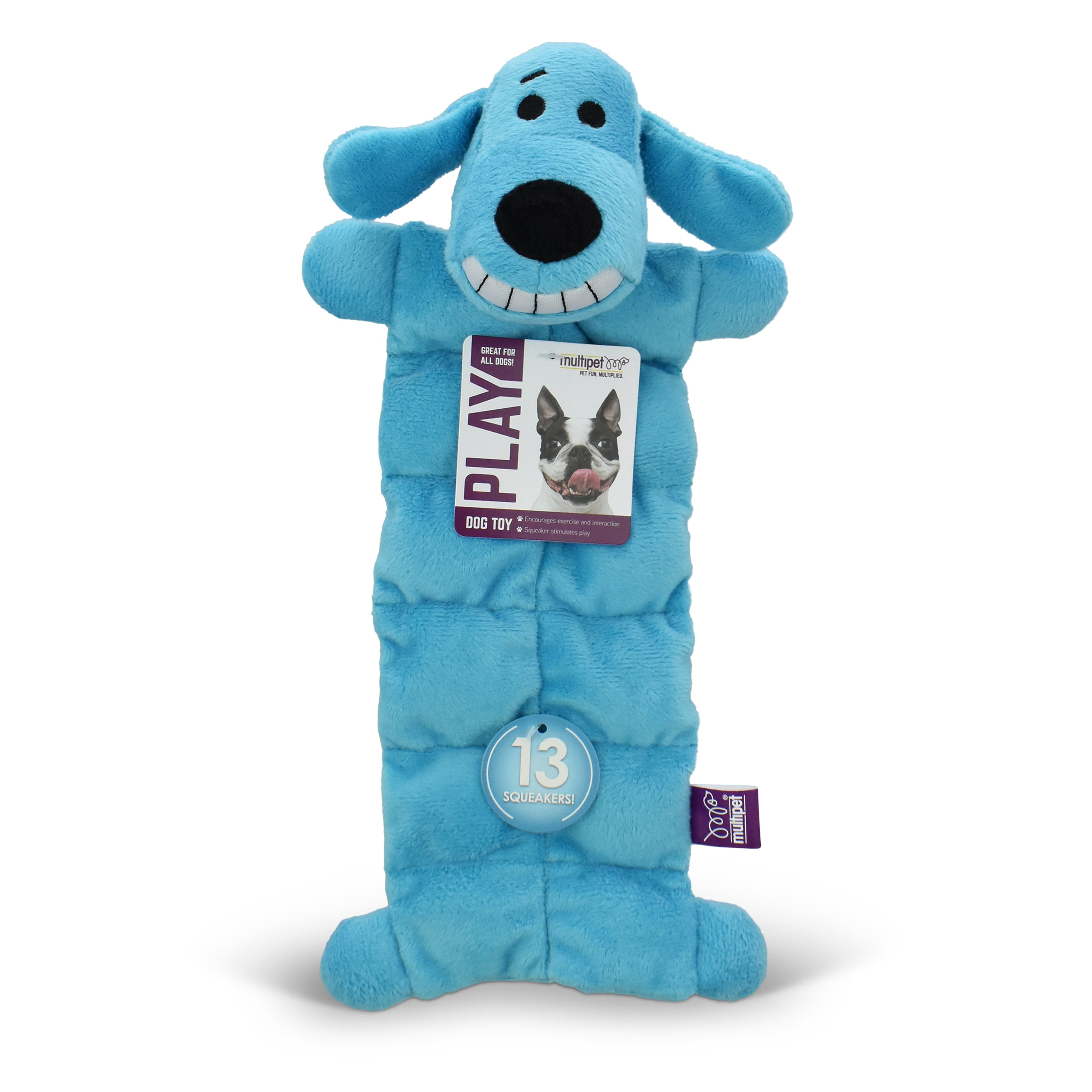 Smiling Loofa Mat Plush Dog Toy, 12 inches Long, 13 Squeakers - Image 2