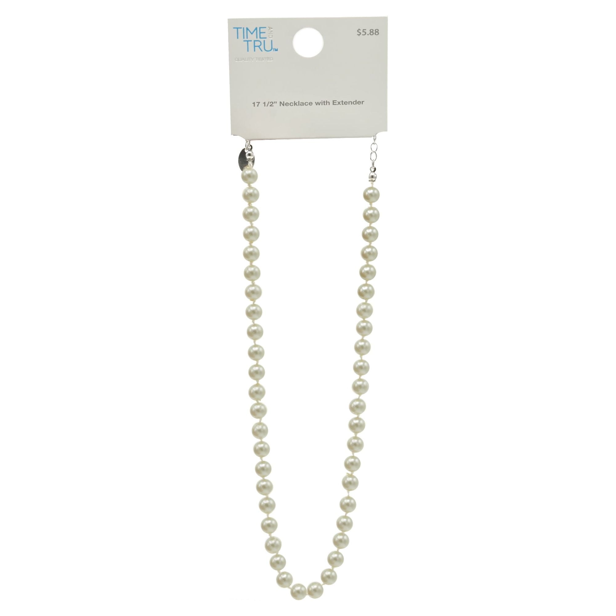 Women's Faux Pearl Necklace 17.5" with Extender - Image 2