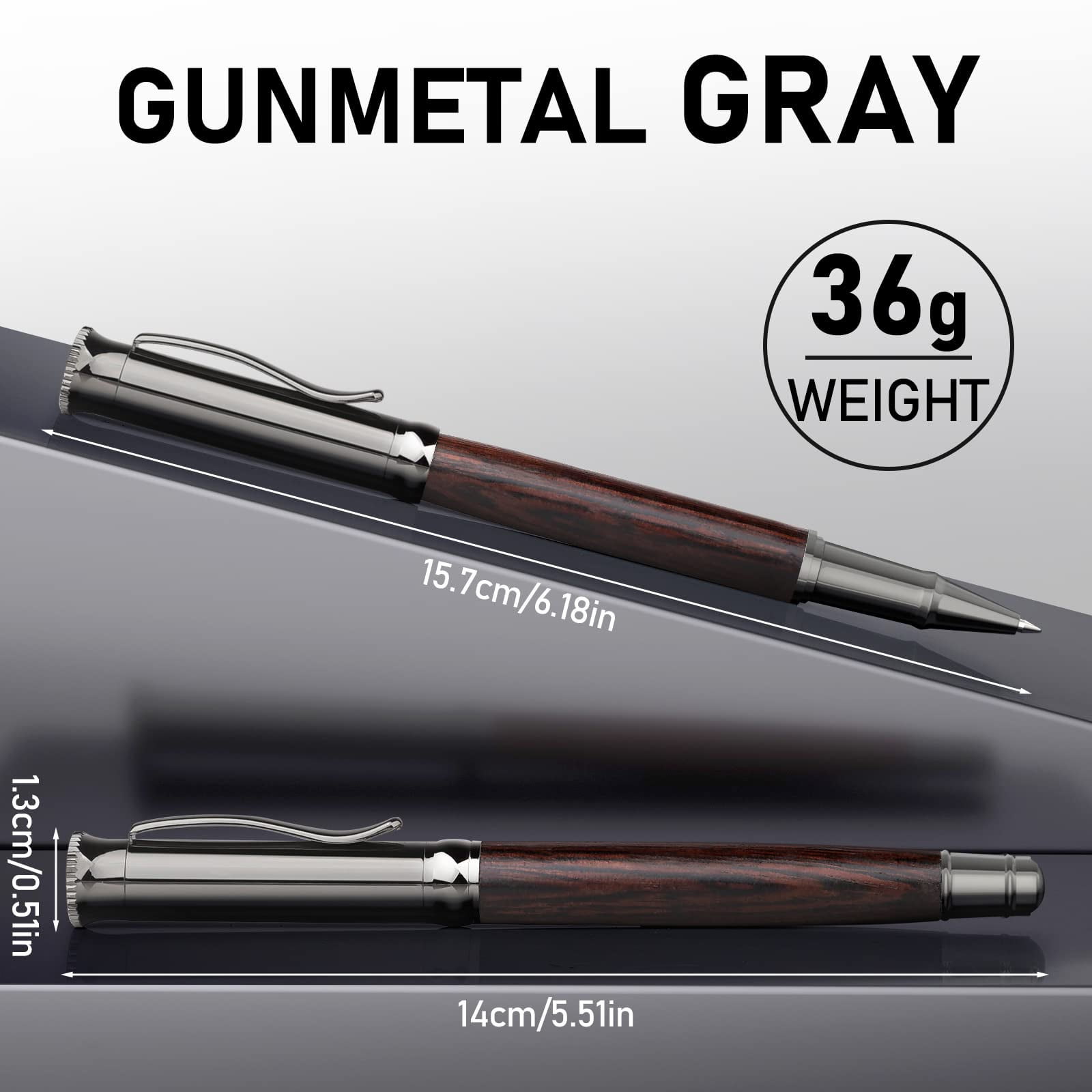 Wood Rollerball Pen Set with 2 Ink Refills, 3-Count - Image 2