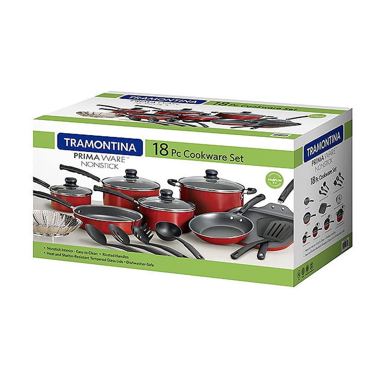 Tramontina Primaware 18 Piece Non-stick Cookware Set, Red - Image 2