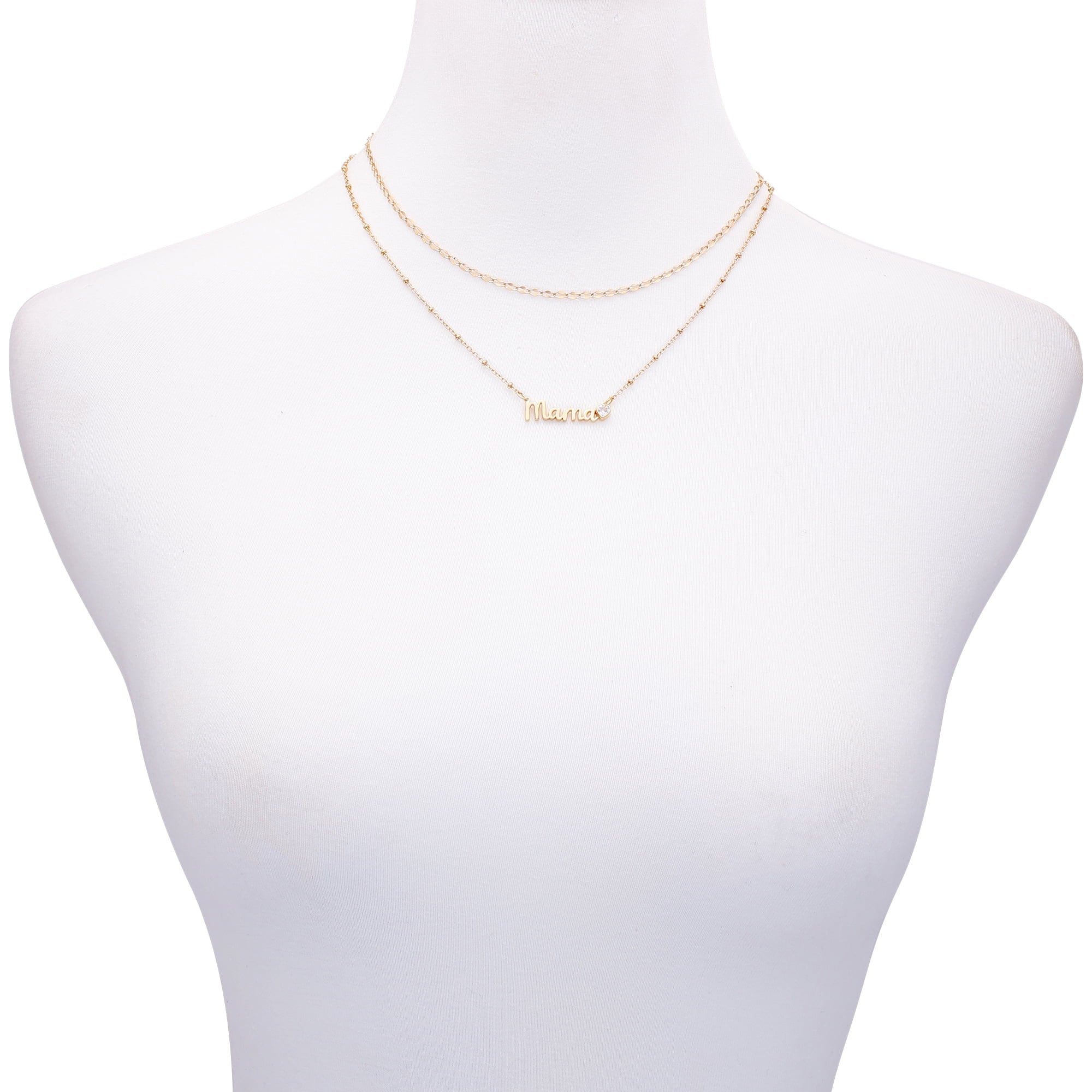 Women's Gold Tone Mama Layered Necklace Set, 2-Piece - Image 2