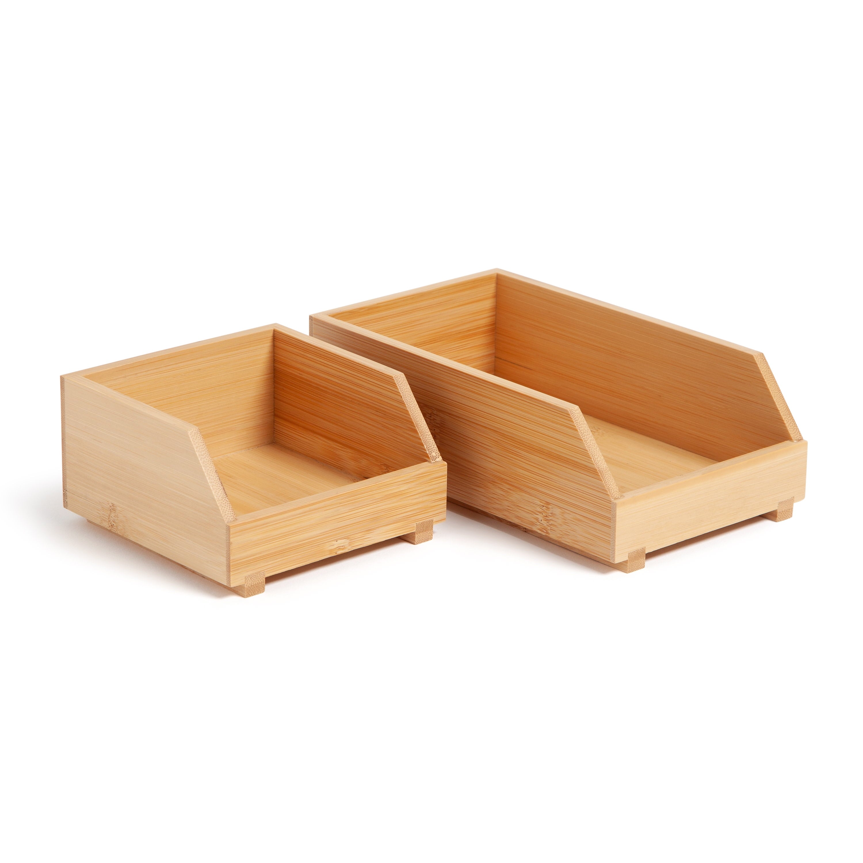 Zen Stacking Bins, Set of 2, 4.5" x 7.7" x 5", Bamboo, Made of Natural Materials - Image 3