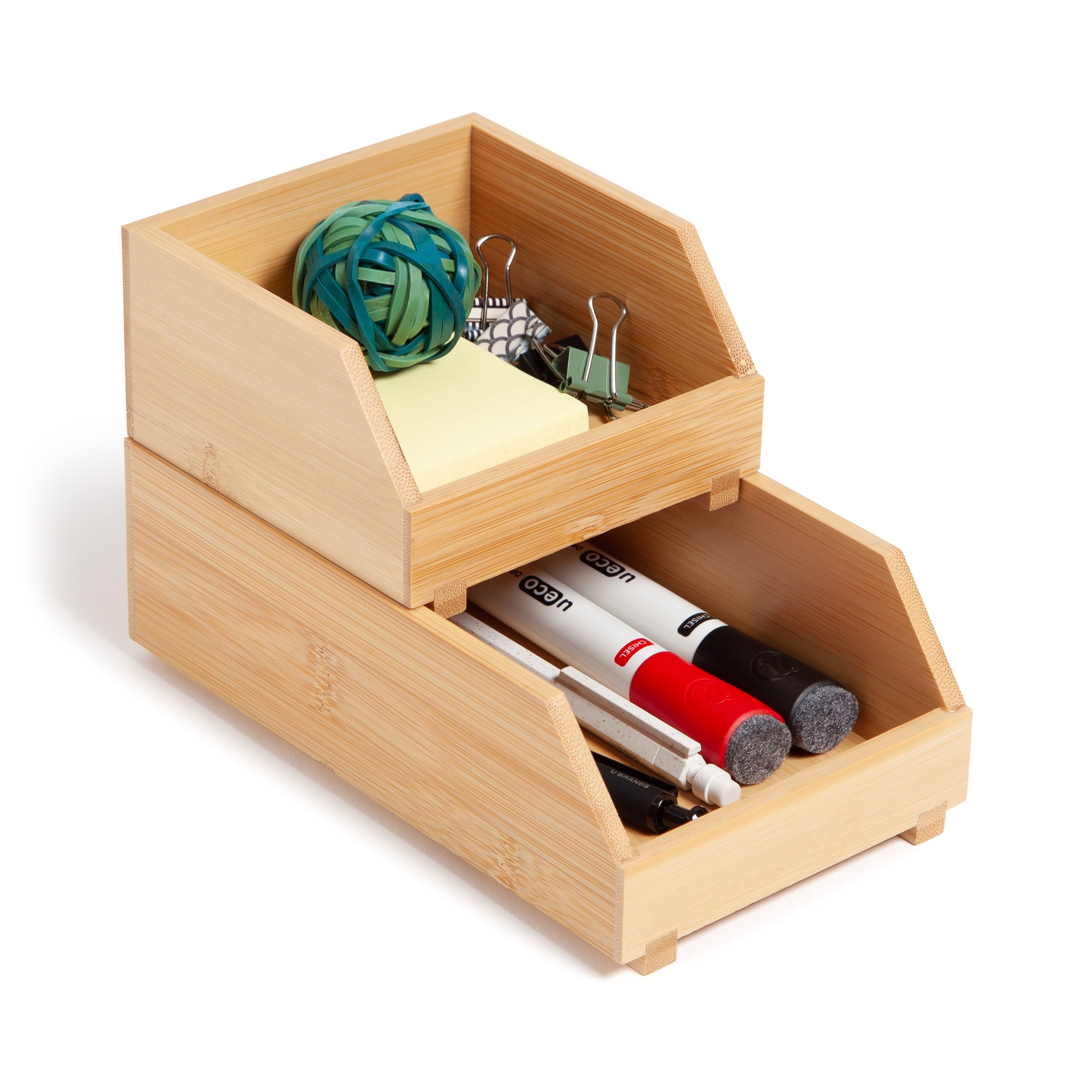 Zen Stacking Bins, Set of 2, 4.5" x 7.7" x 5", Bamboo, Made of Natural Materials - Image 5