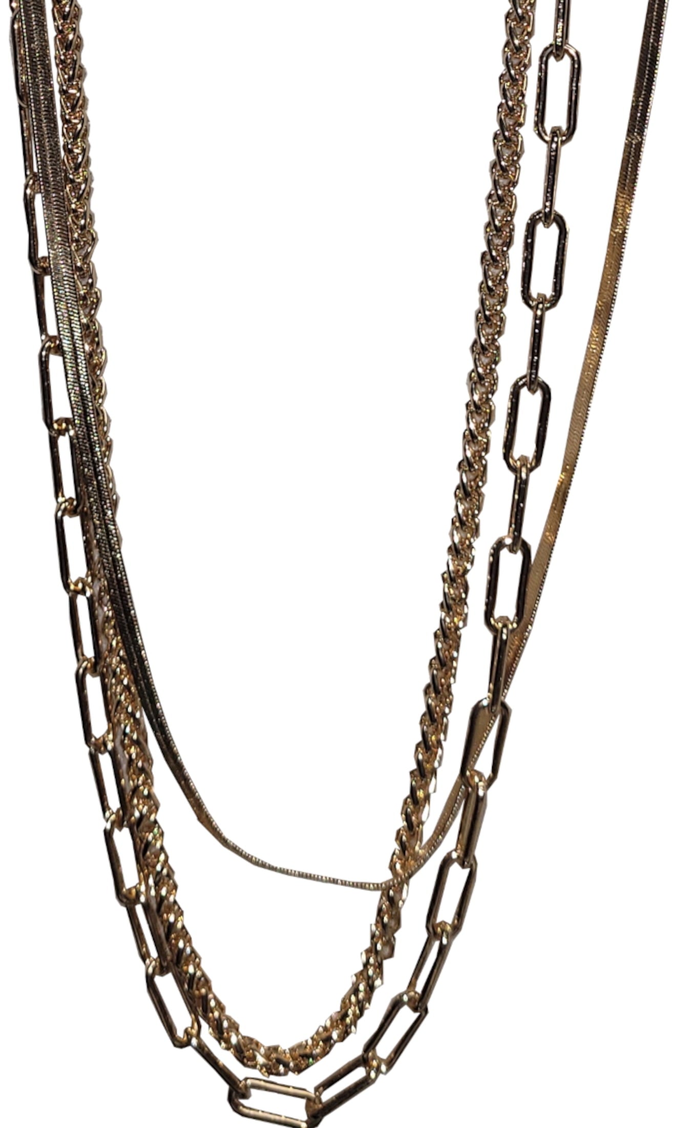 Women's Gold Tone 16"Adjustable Layering Chain Necklace. 16",17"18" Layer Necklace makes this Necklace Amazing for Everyone! - Image 3