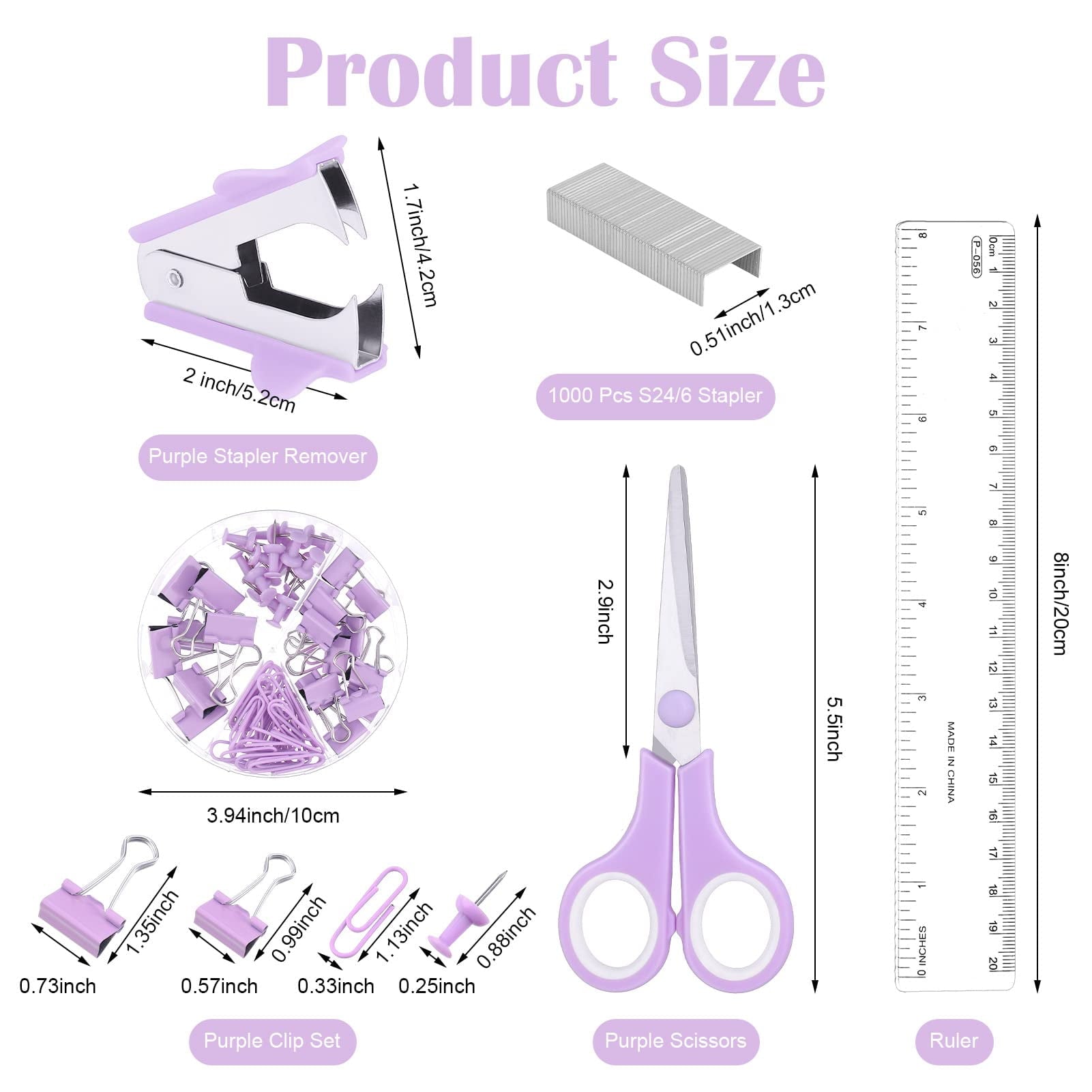 Purple Mesh Desk Organizer and Accessories, Purple Office Supplies 7 Compartments Desk Organizer with Stapler, Tape D... - Image 4