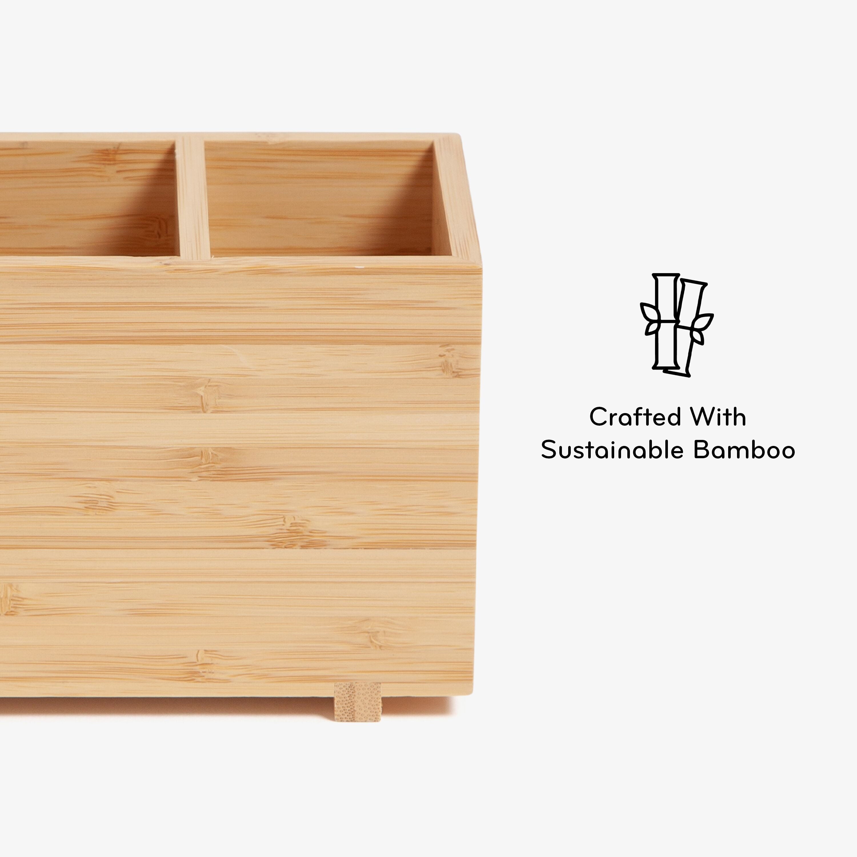 Zen Desktop Organizer, 7" x 3.5" x 4.2", Bamboo, Made of Natural Materials - Image 5